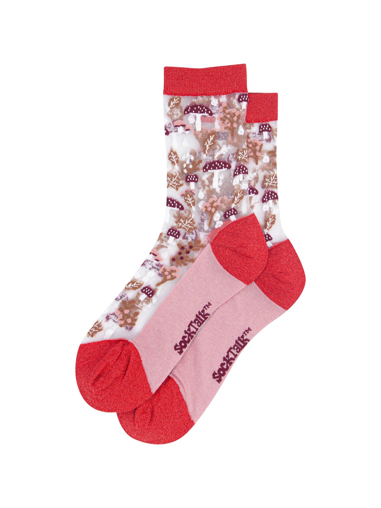 Toadstool-Floral-Sheer-Socks-in-Red-Laid-Flat