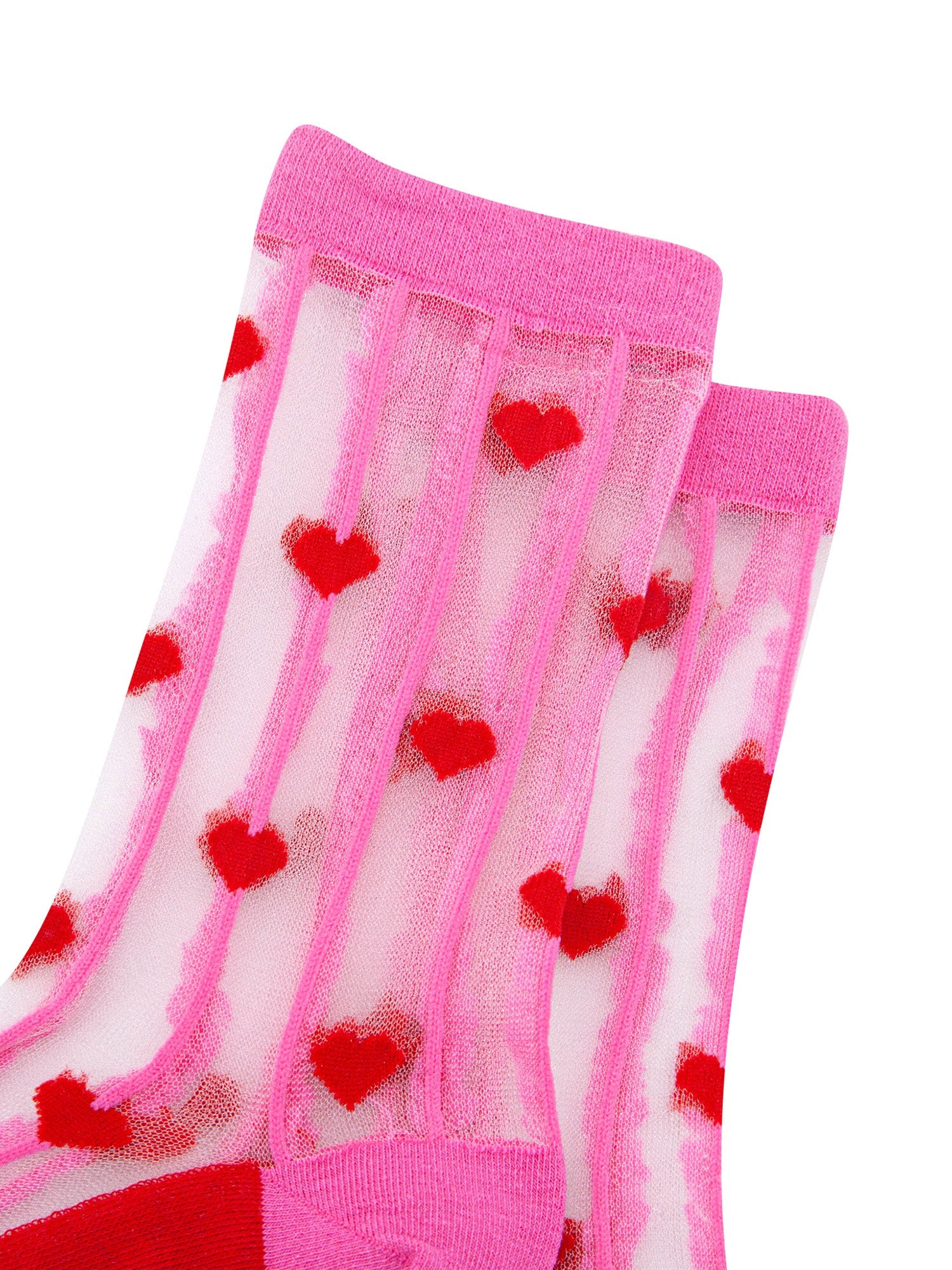 Hearts-Stripes-Combed-Cotton-Sheer-Pop-Socks-in-Pink/Red-Closeup