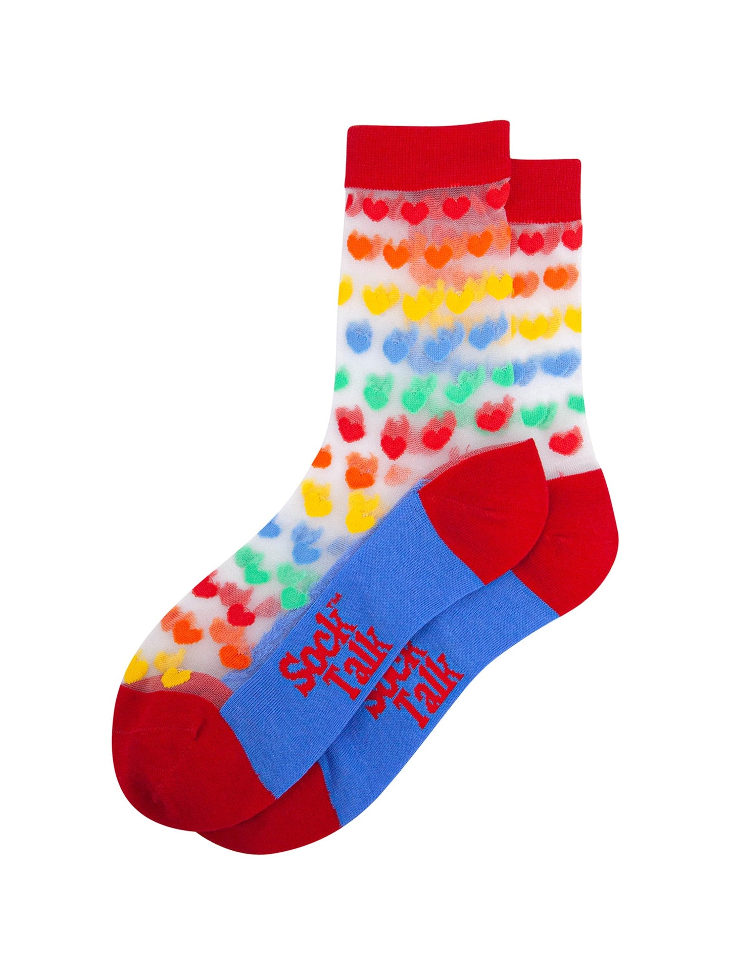 Rainbow-Love-Hearts-Combed-Cotton-Sheer-Pop-Socks-Lying-Flat