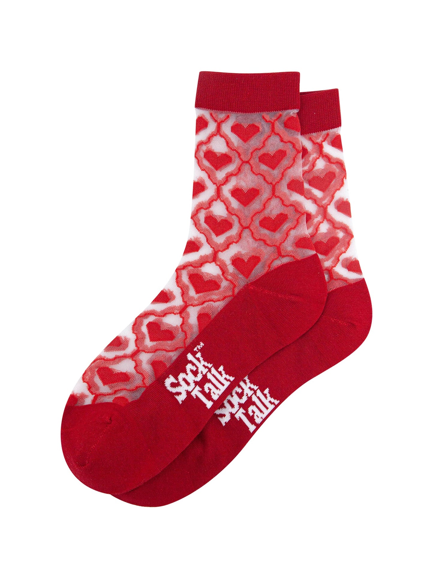 Heart-Ribbon-Combed-Cotton-Sheer-Pop-Socks-in-Red-Lying-Flat