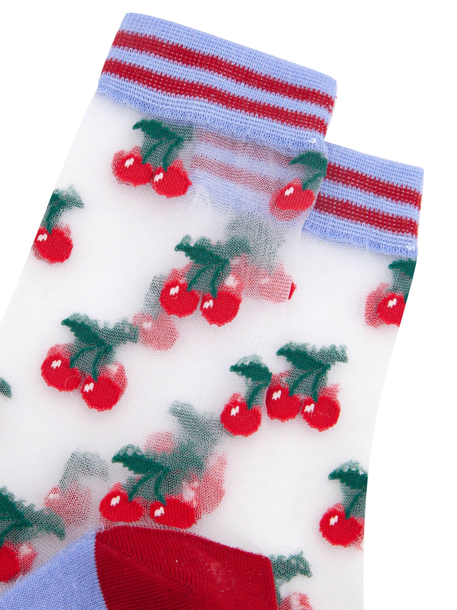 Cherry-Fruit-Combed-Cotton-Sheer-Pop-Socks-close-up