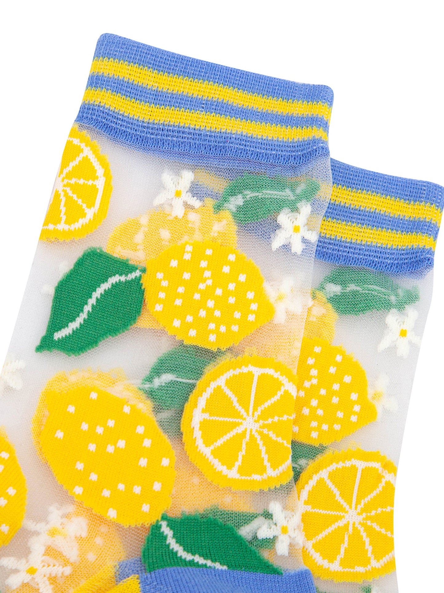 Lemons-Fruit-Combed-Cotton-Sheer-Pop-Socks-Closeup