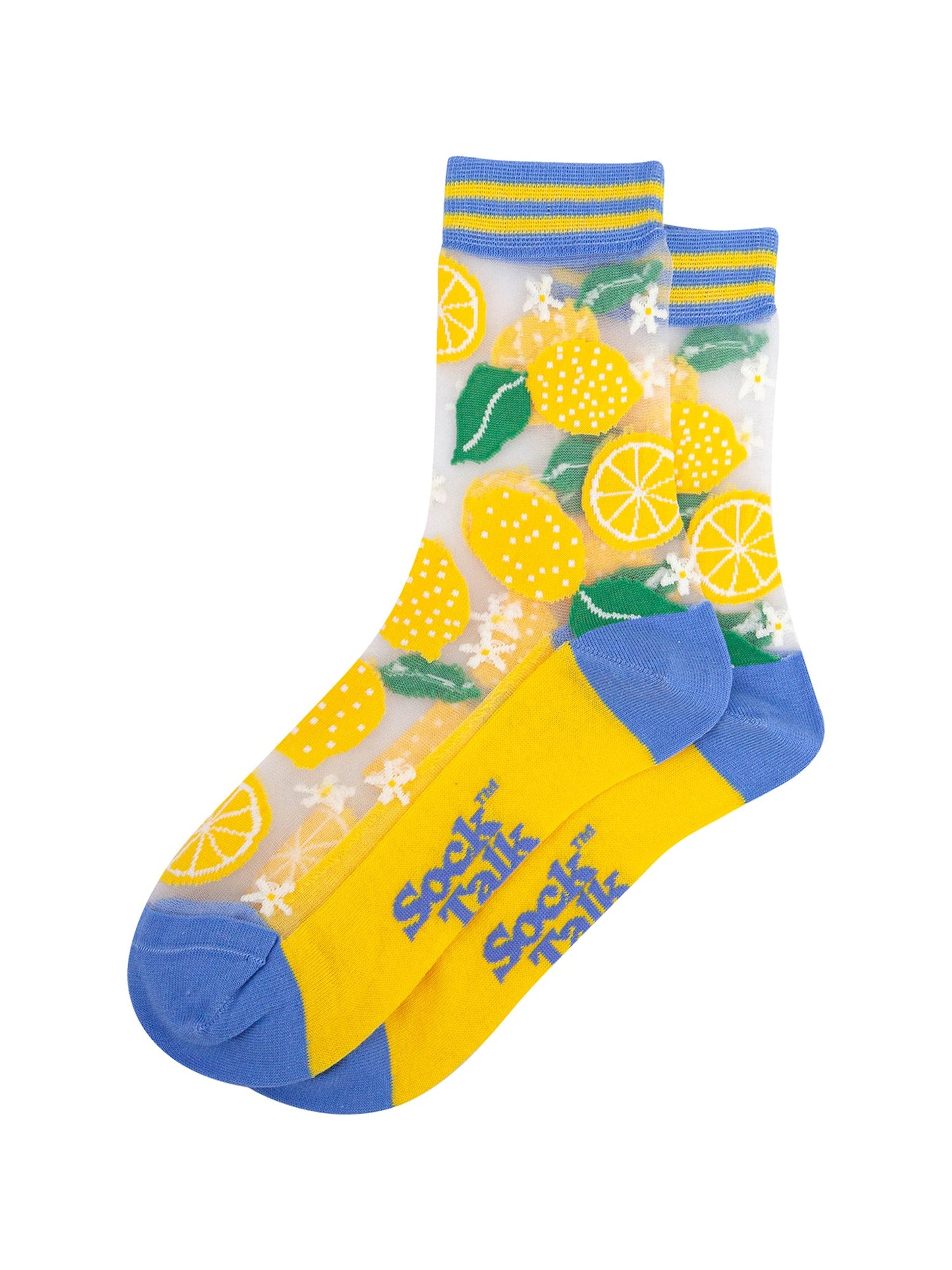 Lemons-Fruit-Combed-Cotton-Sheer-Pop-Socks-Lying-Flat
