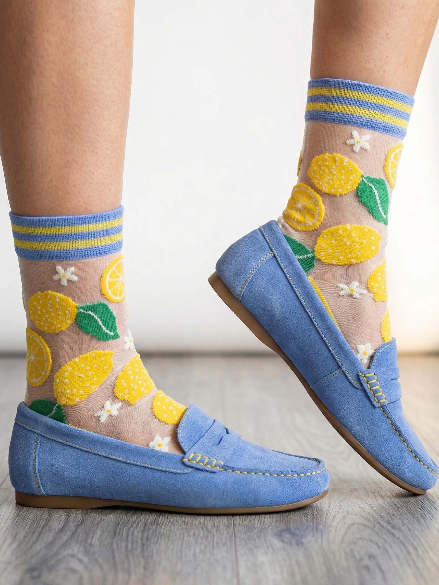Lemons-Fruit-Combed-Cotton-Sheer-Pop-Socks