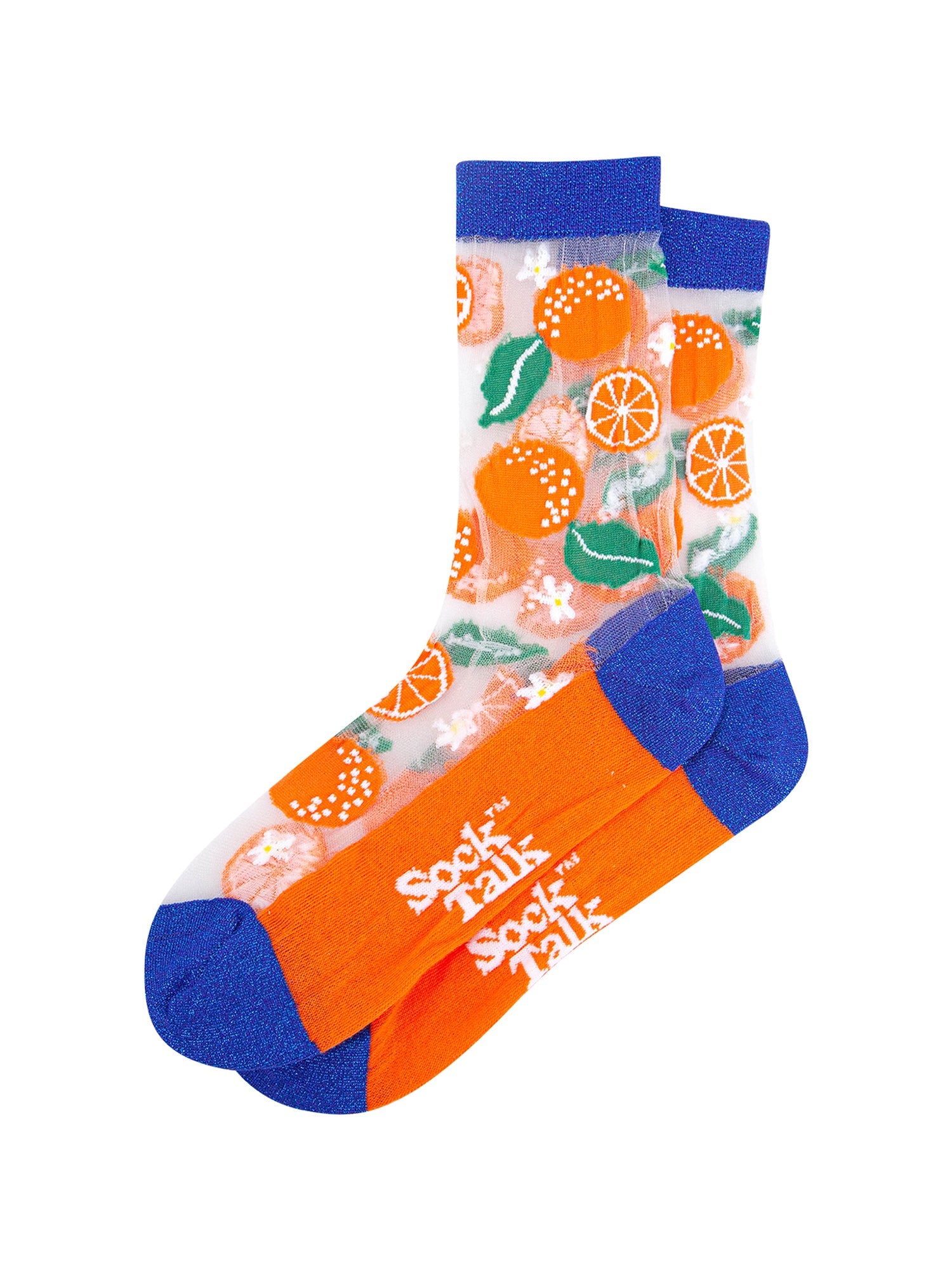 Oranges-Fruit-Combed-Cotton-Sheer-Pop-Socks-Lying-Flat