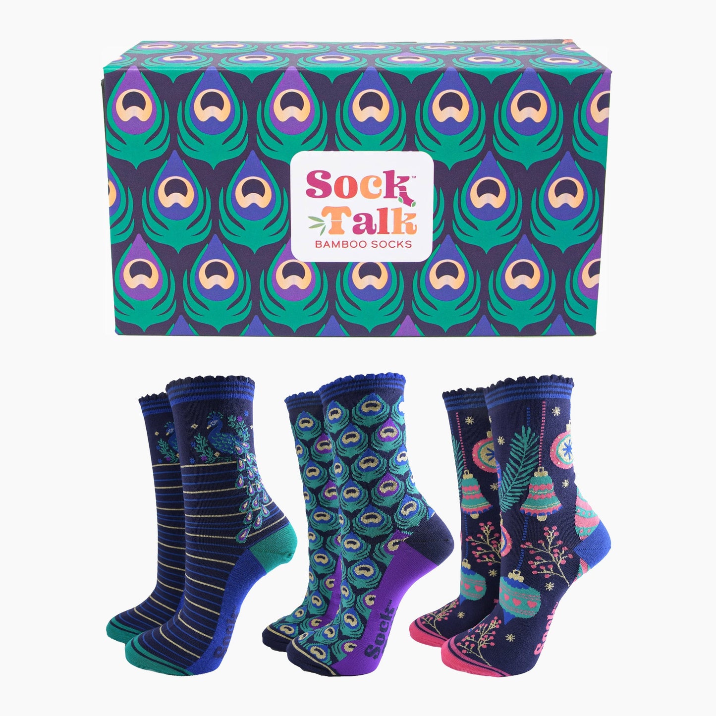 Playful Peacocks Bamboo Socks Gift Set