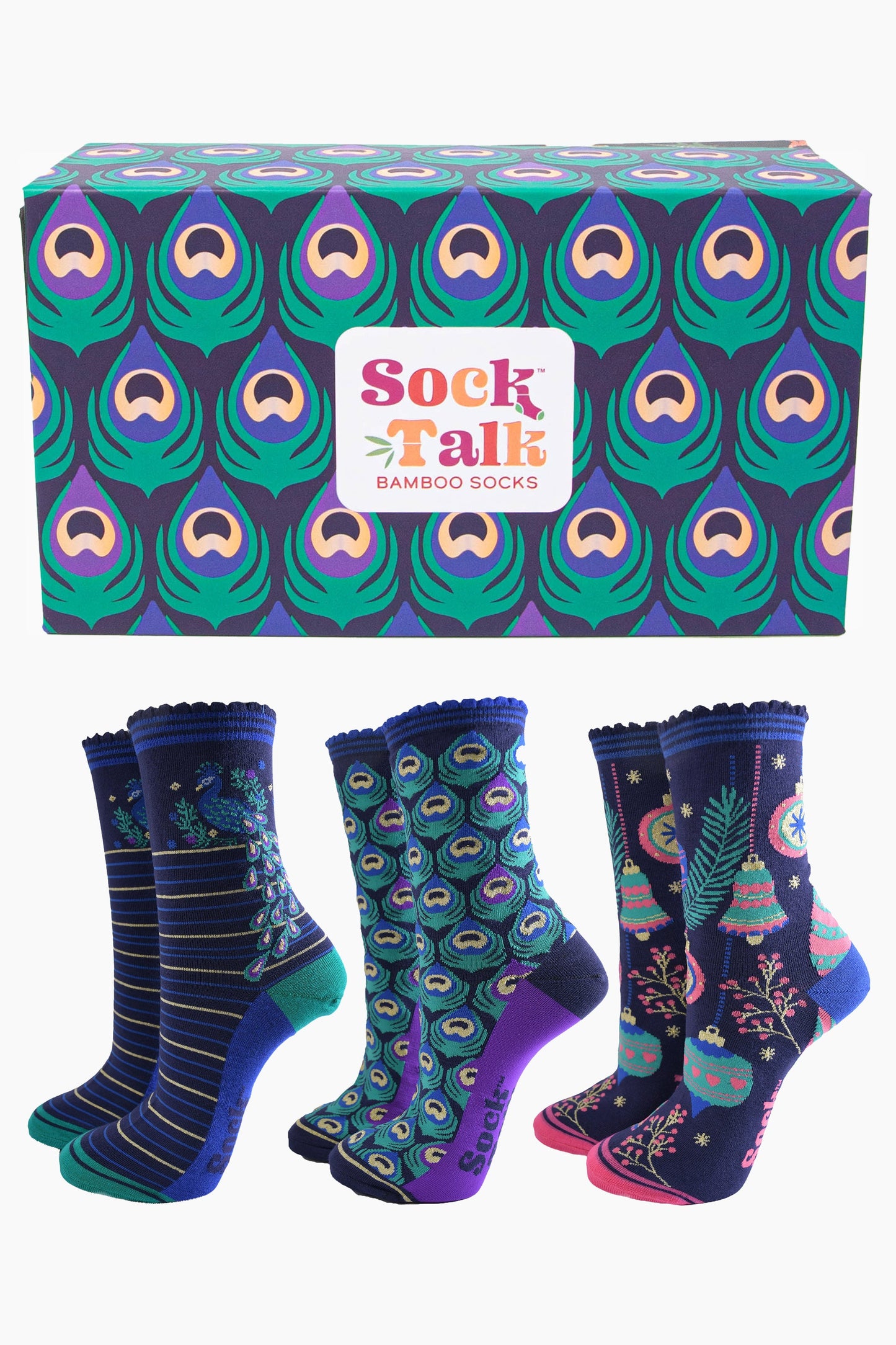 Playful Peacocks Bamboo Socks Gift Set