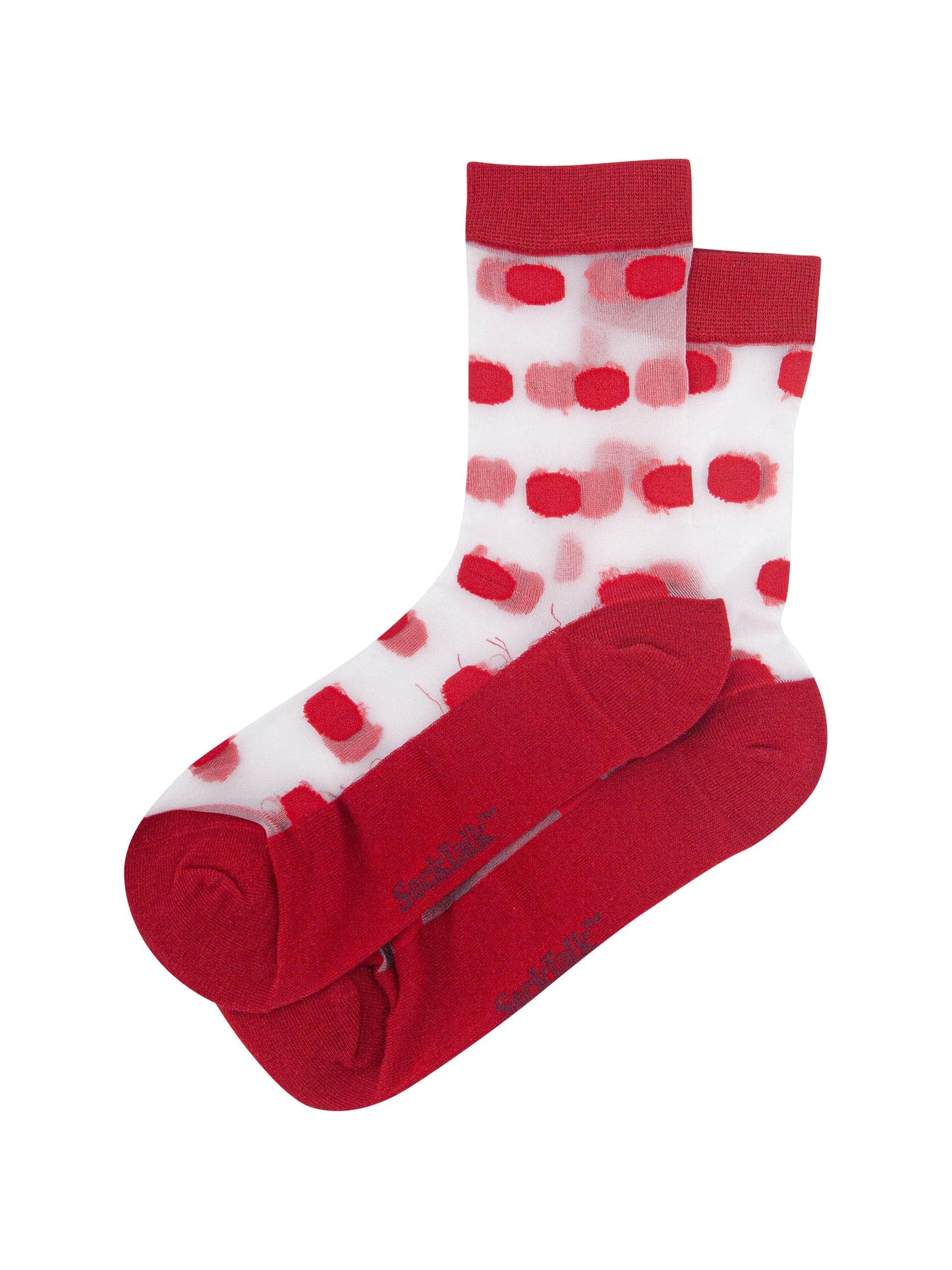 Polka-Dot-Sheer-Socks-in-Red-Laid-Flat