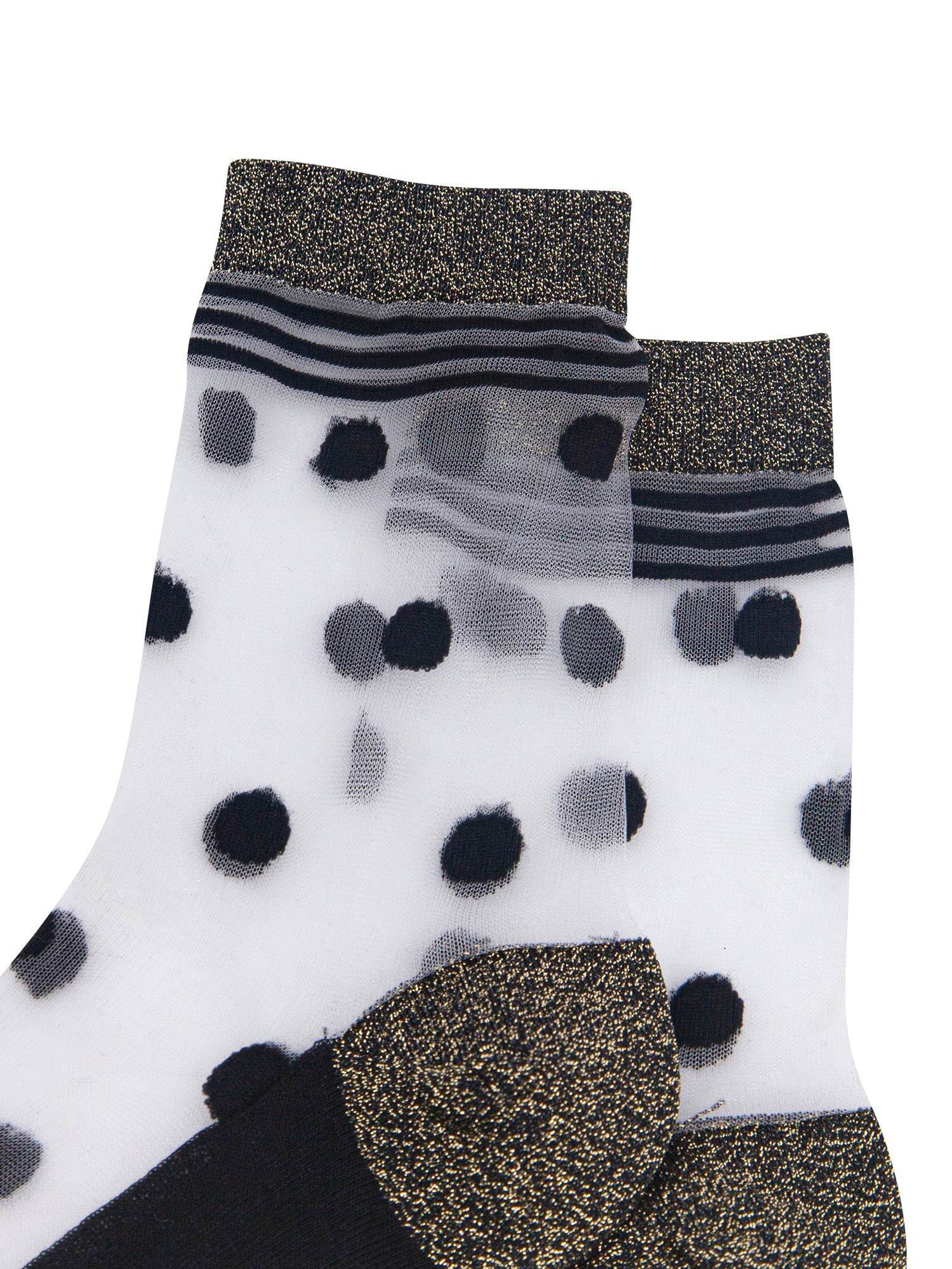 Polka-Dot-Sheer-Socks-in-Black/Gold-Close-Up
