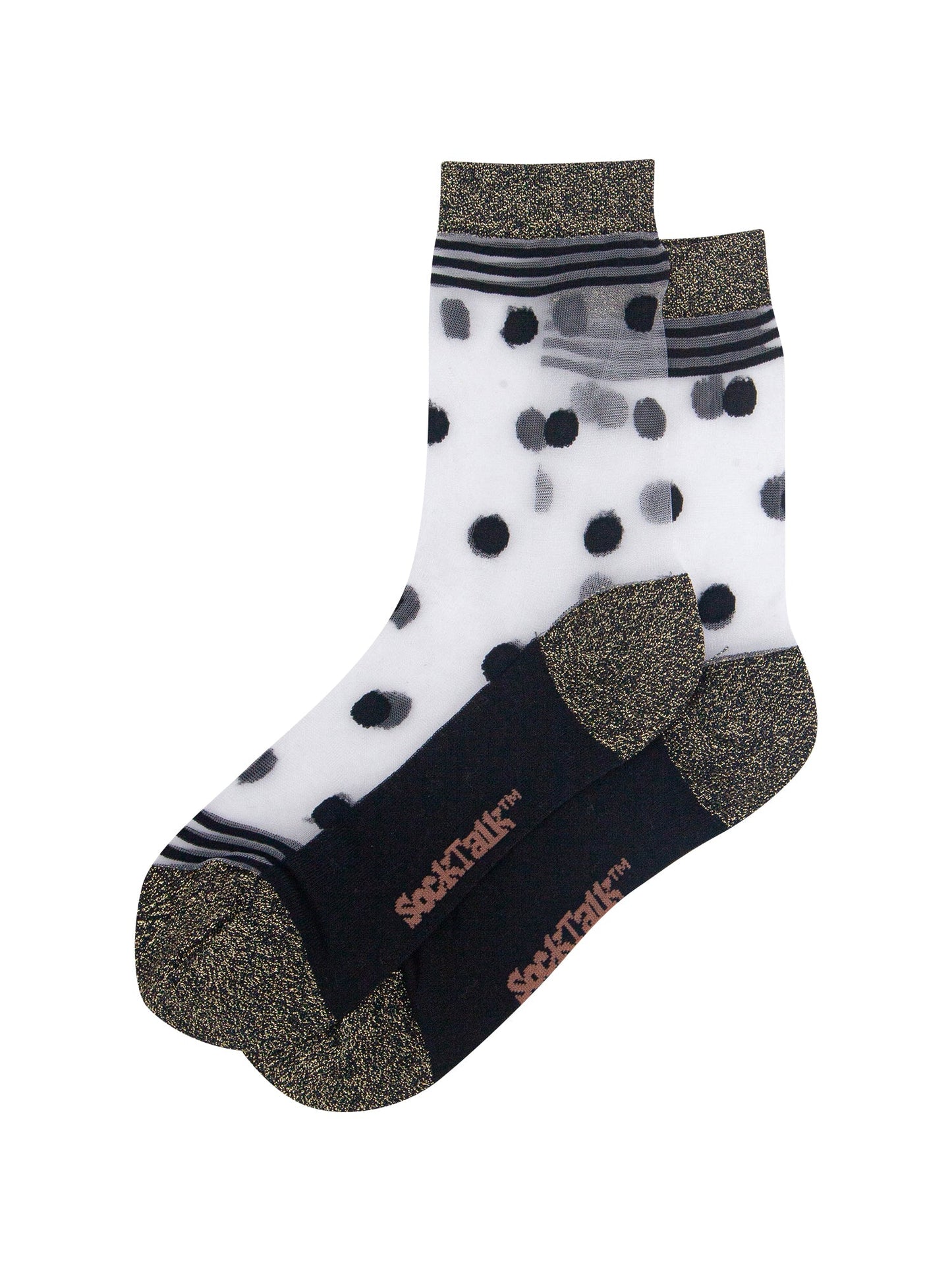 Polka-Dot-Sheer-Socks-in-Black/Gold-Laid-Flat