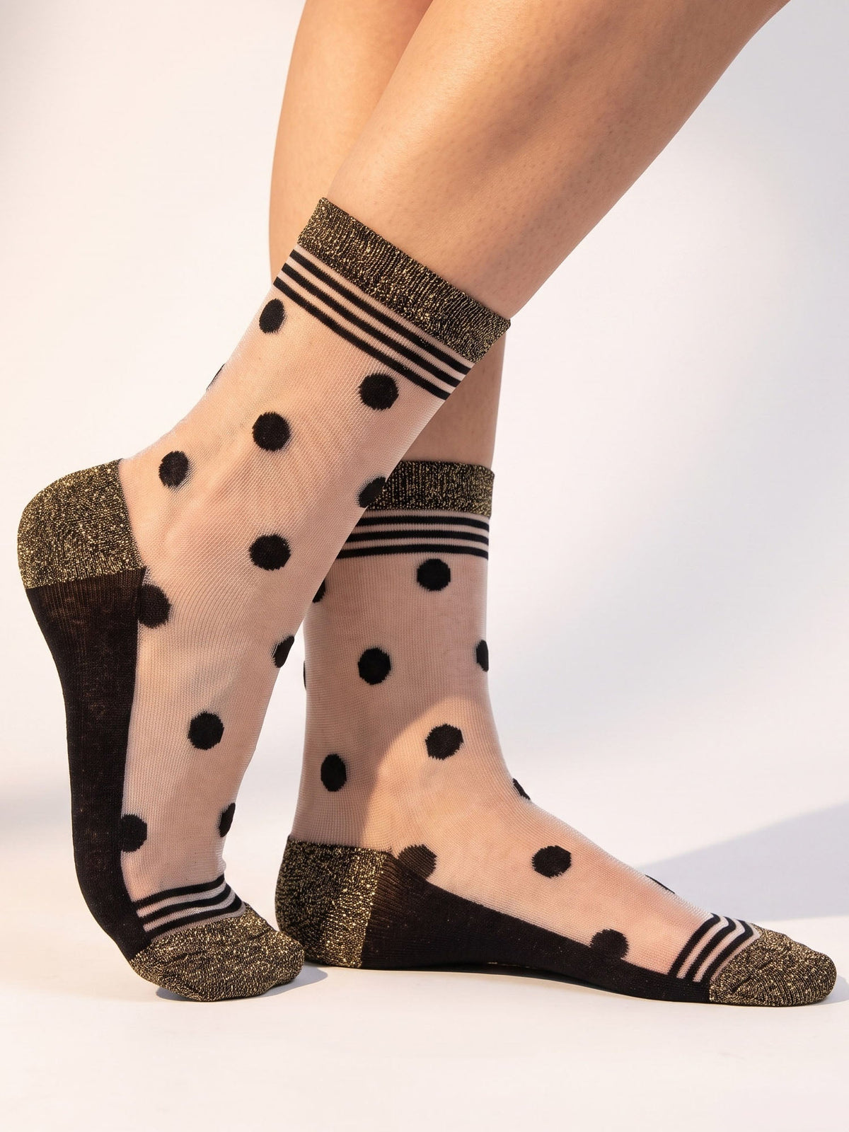 Polka-Dot-Sheer-Socks-in-Black/Gold