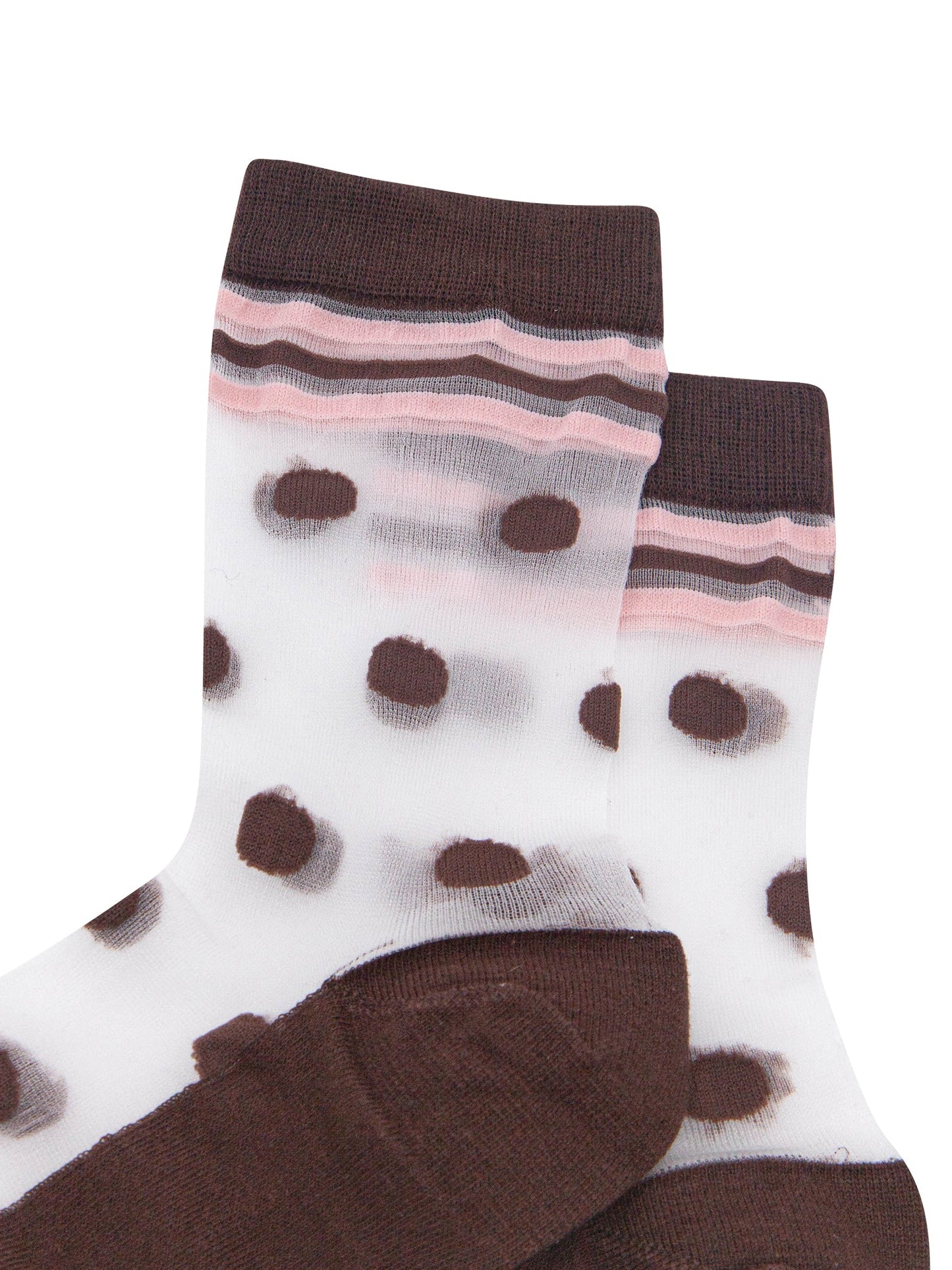 Stripe-Sheer-Socks-in-Brown/Soft-Pink-Close-Up