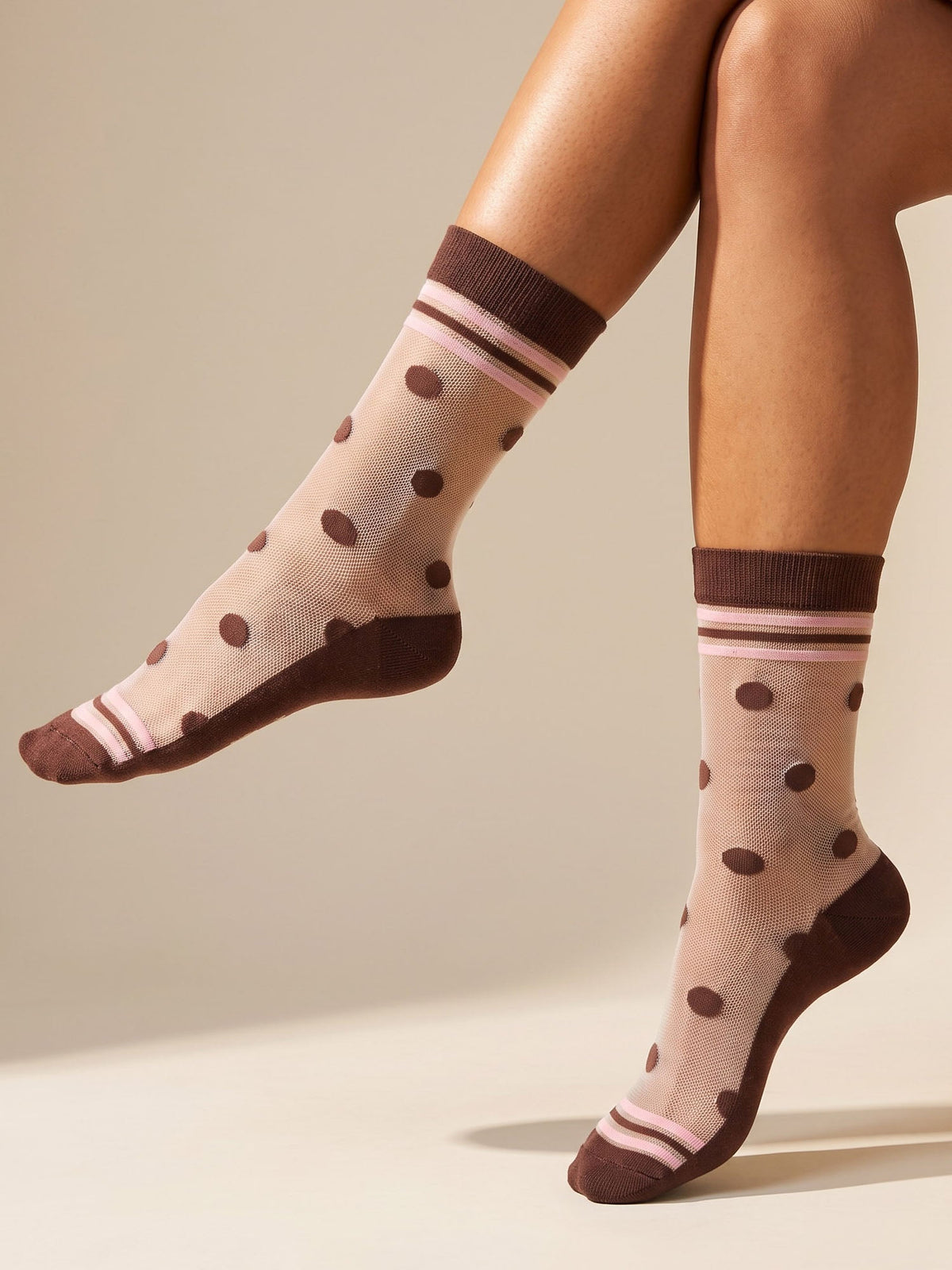Stripe-Sheer-Socks-in-Brown/Soft-Pink
