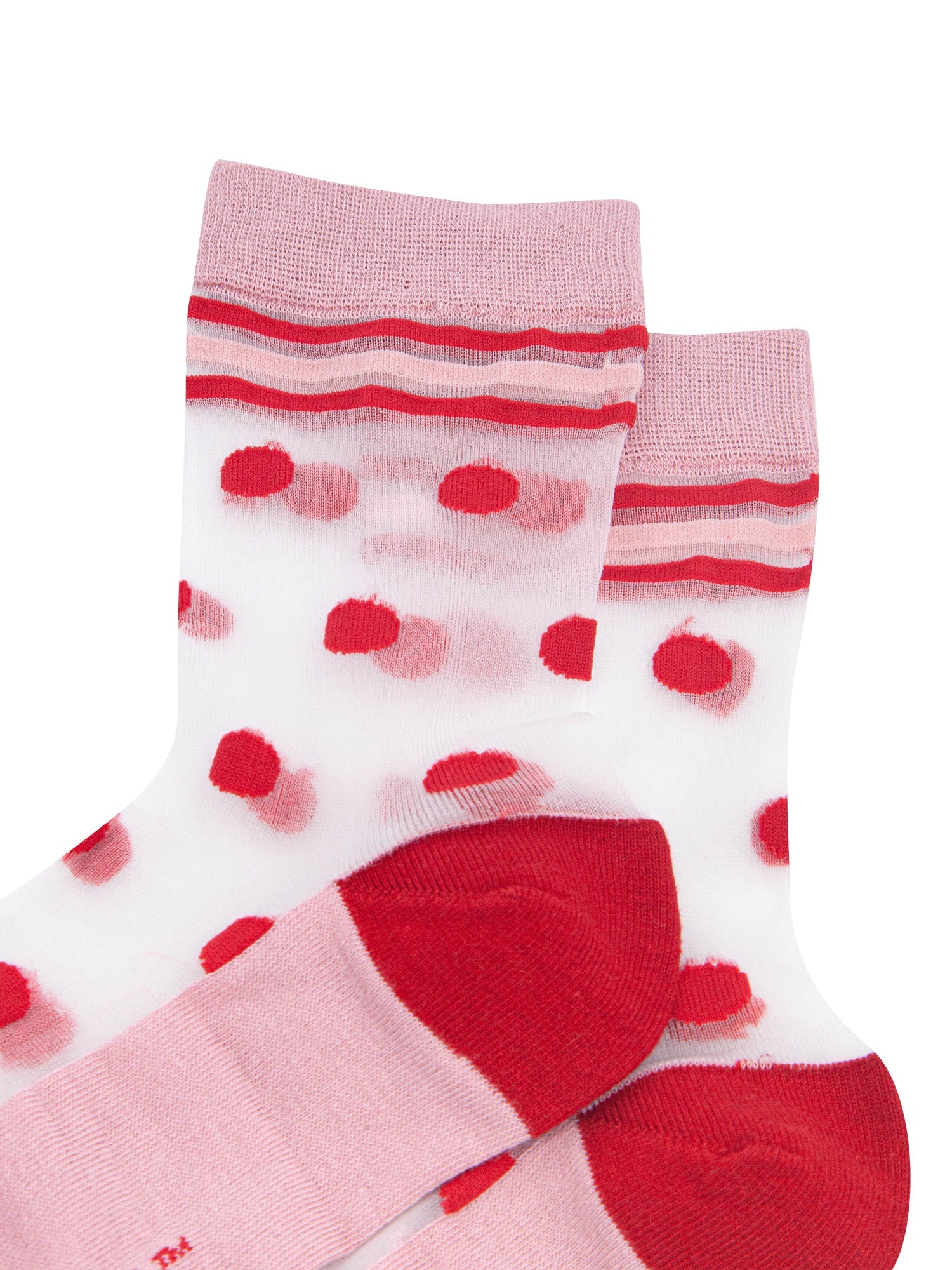 Polka-Dot-Stripe-Sheer-Socks-in-Red/Pink-Close-Up