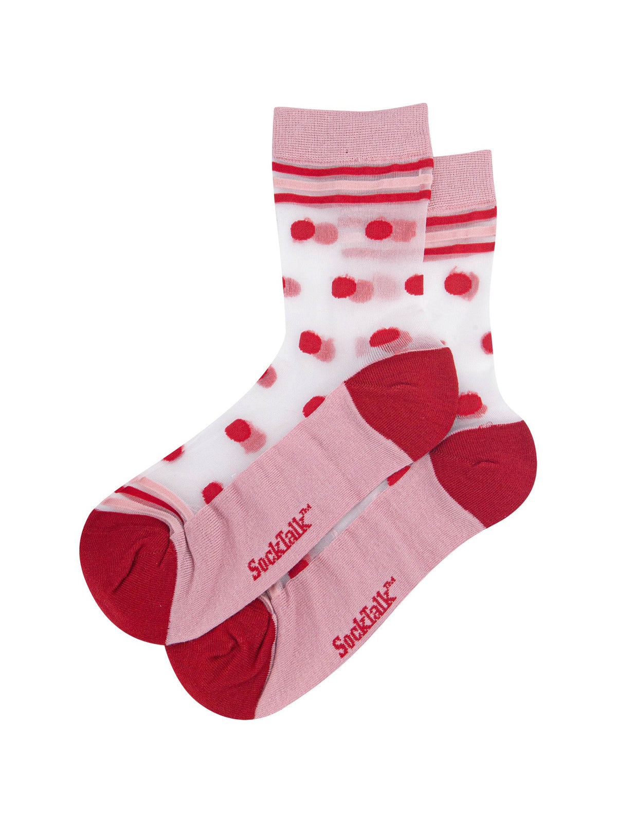 Polka-Dot-Stripe-Sheer-Socks-in-Red/Pink-Laid-Flat