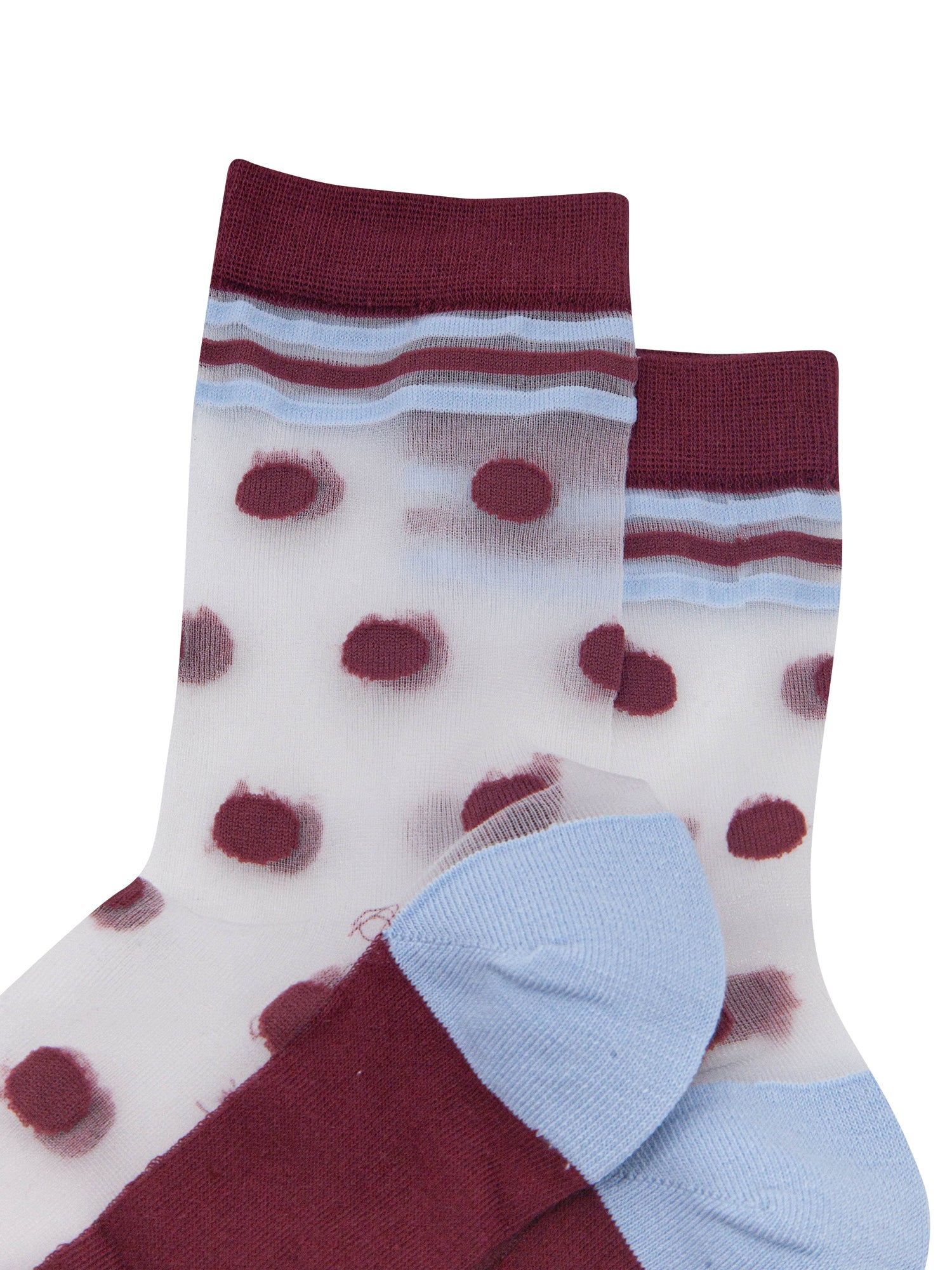 Polka-Dot-Sheer-Socks-in-Red/Icy-Blue-Close-Up