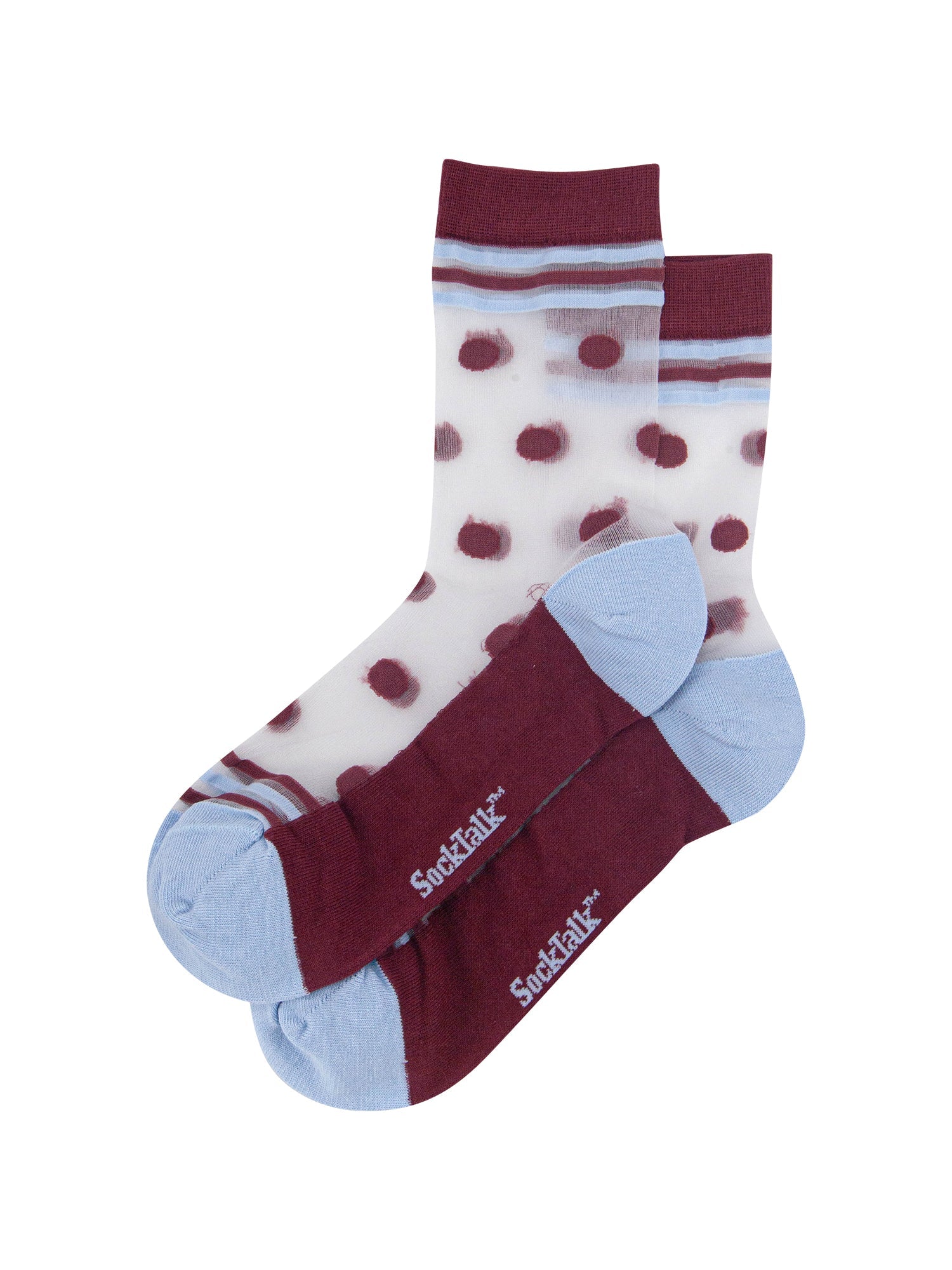 Polka-Dot-Sheer-Socks-in-Red/Icy-Blue-Laid-Flat