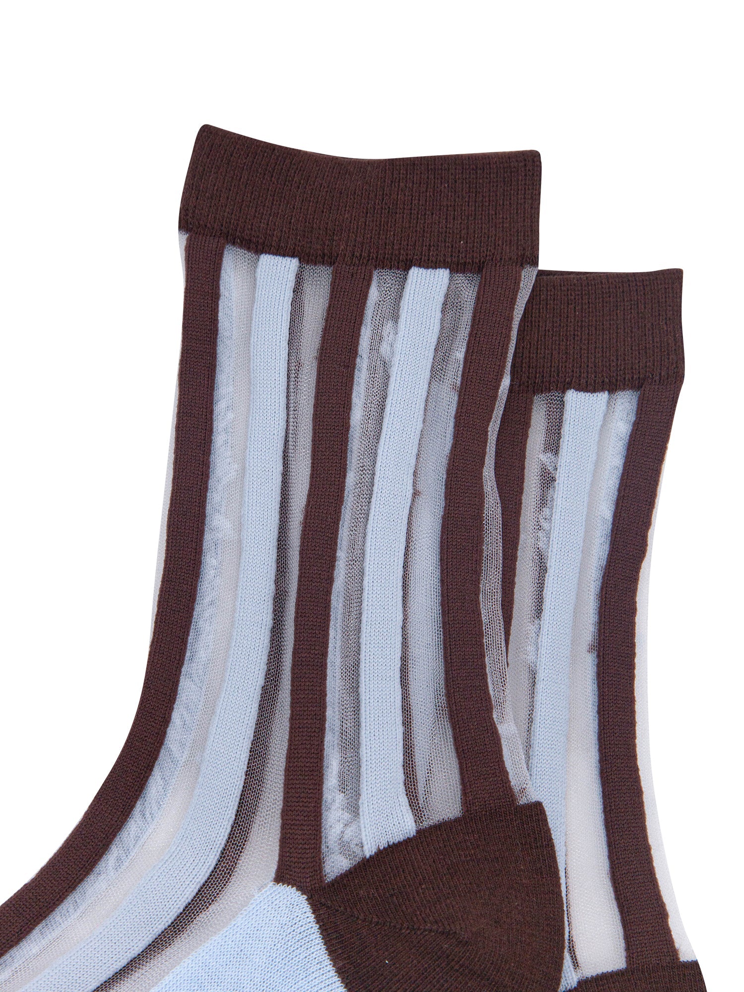Stripe-Sheer-Socks-in-Brown/Icy-Blue-Close-Up