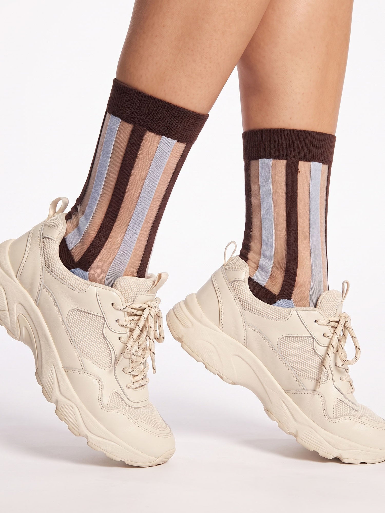 Stripe-Sheer-Socks-in-Brown/Icy-Blue