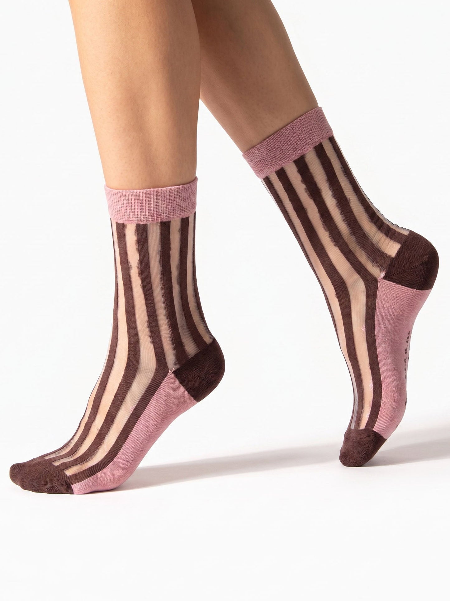 Stripe-Sheer-Socks-in-Brown/Soft-Pink