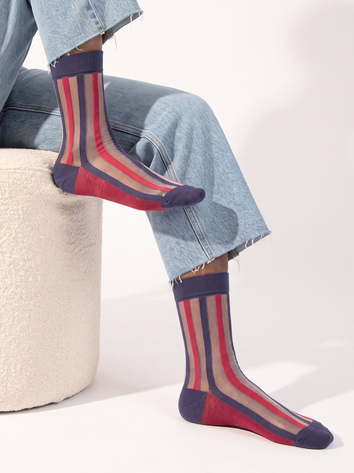 Stripe-Sheer-Socks-in-Navy-Blue/Red