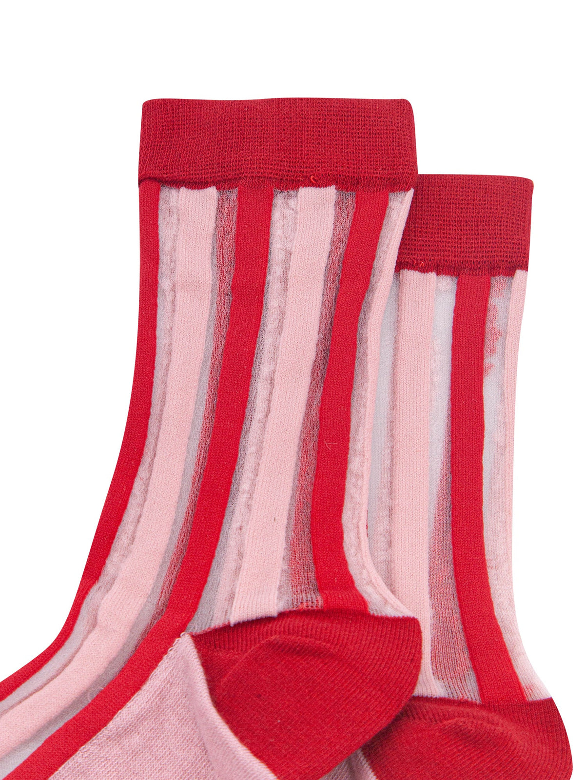 Stripe-Sheer-Socks-in-Red/Soft-Pink-Close-Up