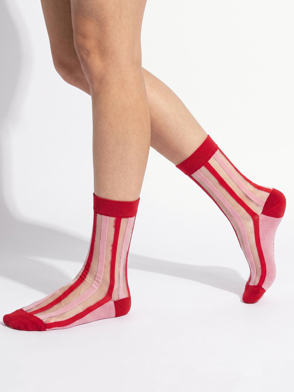 Stripe-Sheer-Socks-in-Red/Soft-Pink
