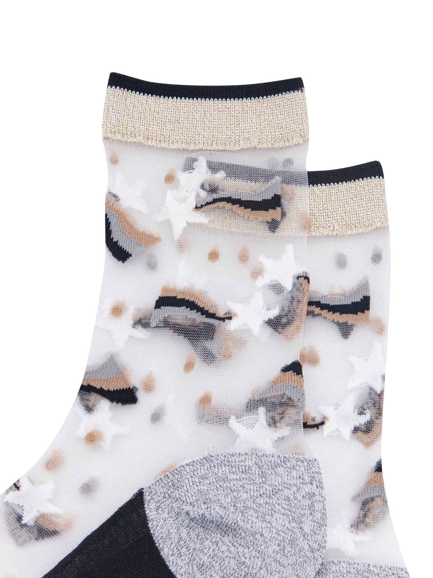Shooting-Star-Sheer-Socks-in-Silver/Gold-Close-Up