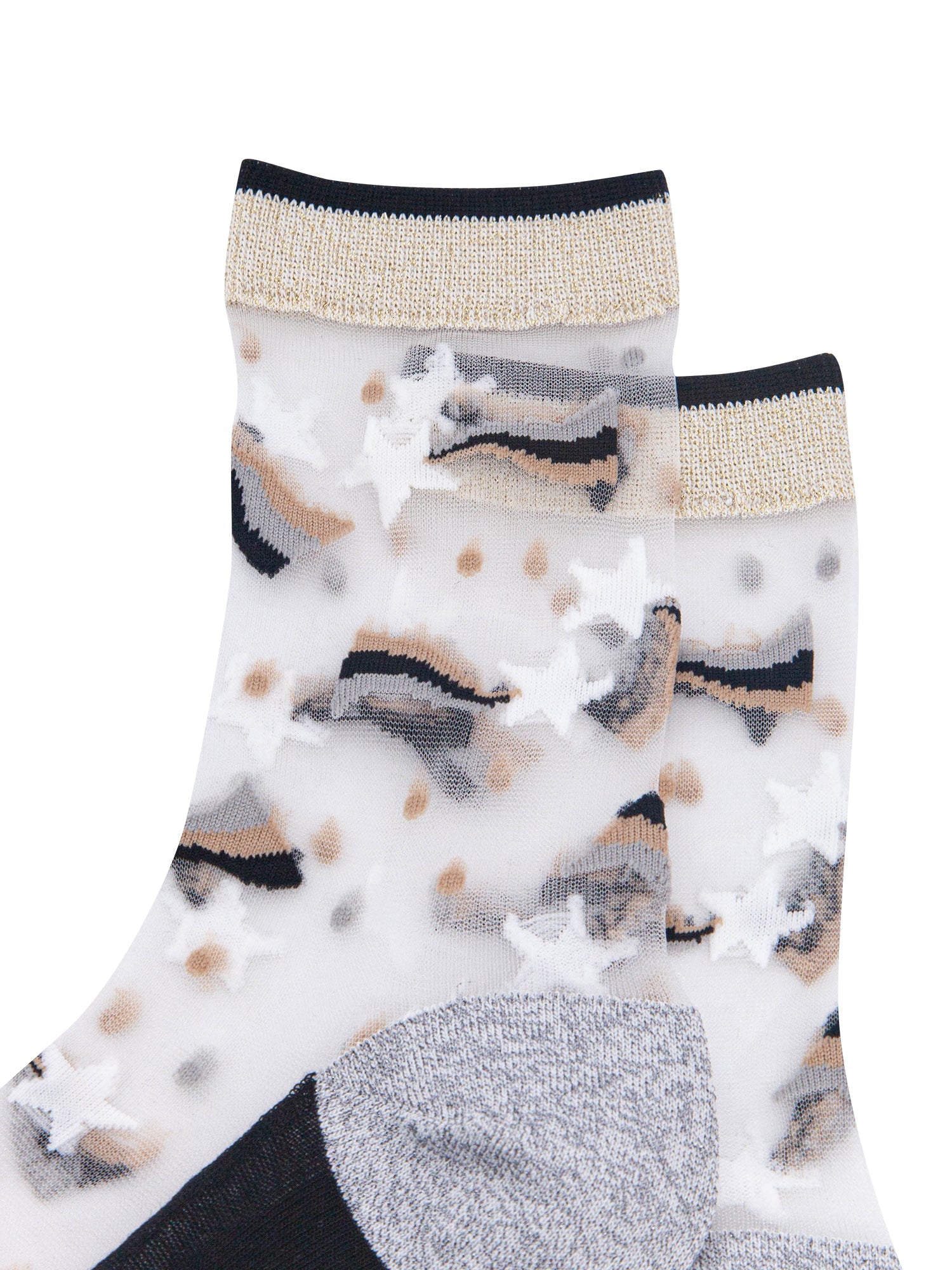 Shooting-Star-Sheer-Socks-in-Silver/Gold-Close-Up