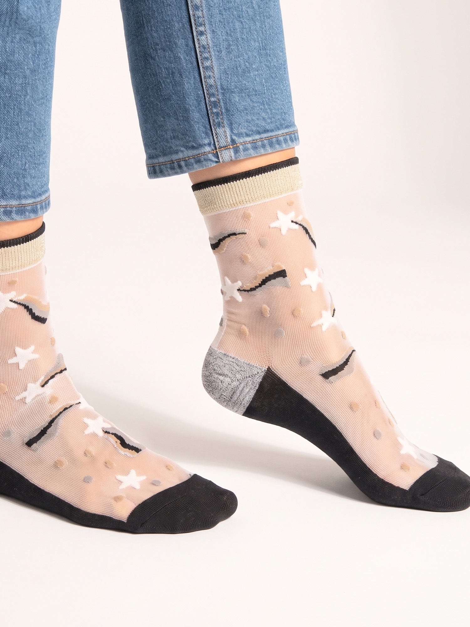 Shooting-Star-Sheer-Socks-in-Silver/Gold
