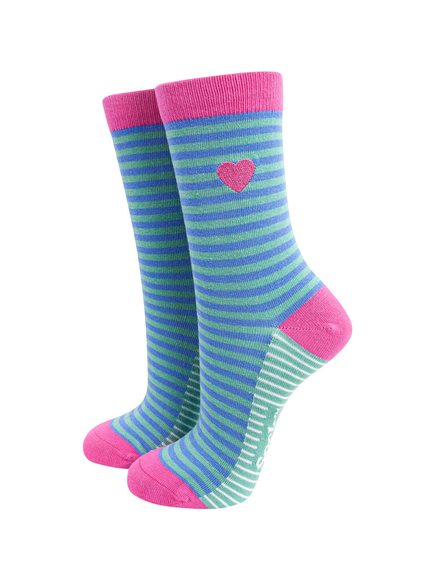 Embroidered-Heart-Striped-Combed-Cotton-Socks-in-Blue-Mannequin