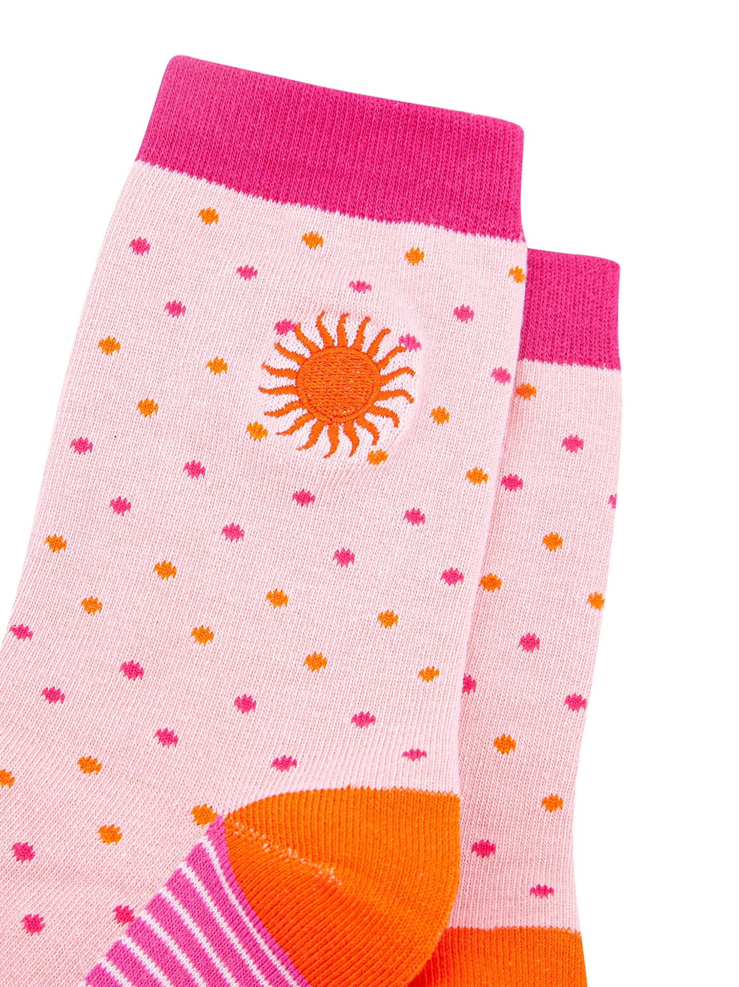 Embroidered-Sun-Spotted-Combed-Cotton-Socks-in-Pink-Closeup