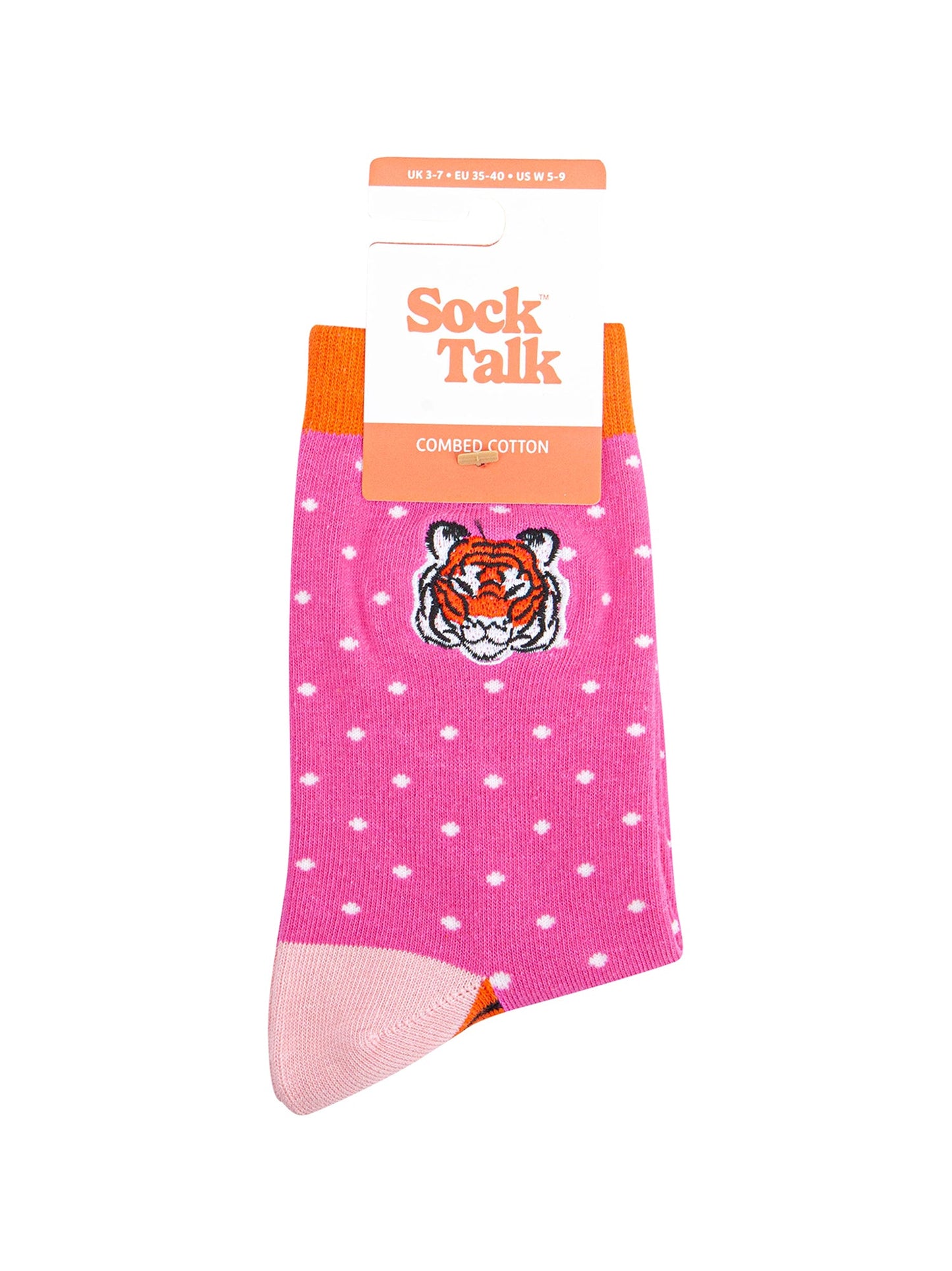 Embroidered-Tiger-Face-Combed-Cotton-Socks-in-Pink-In-Packaging