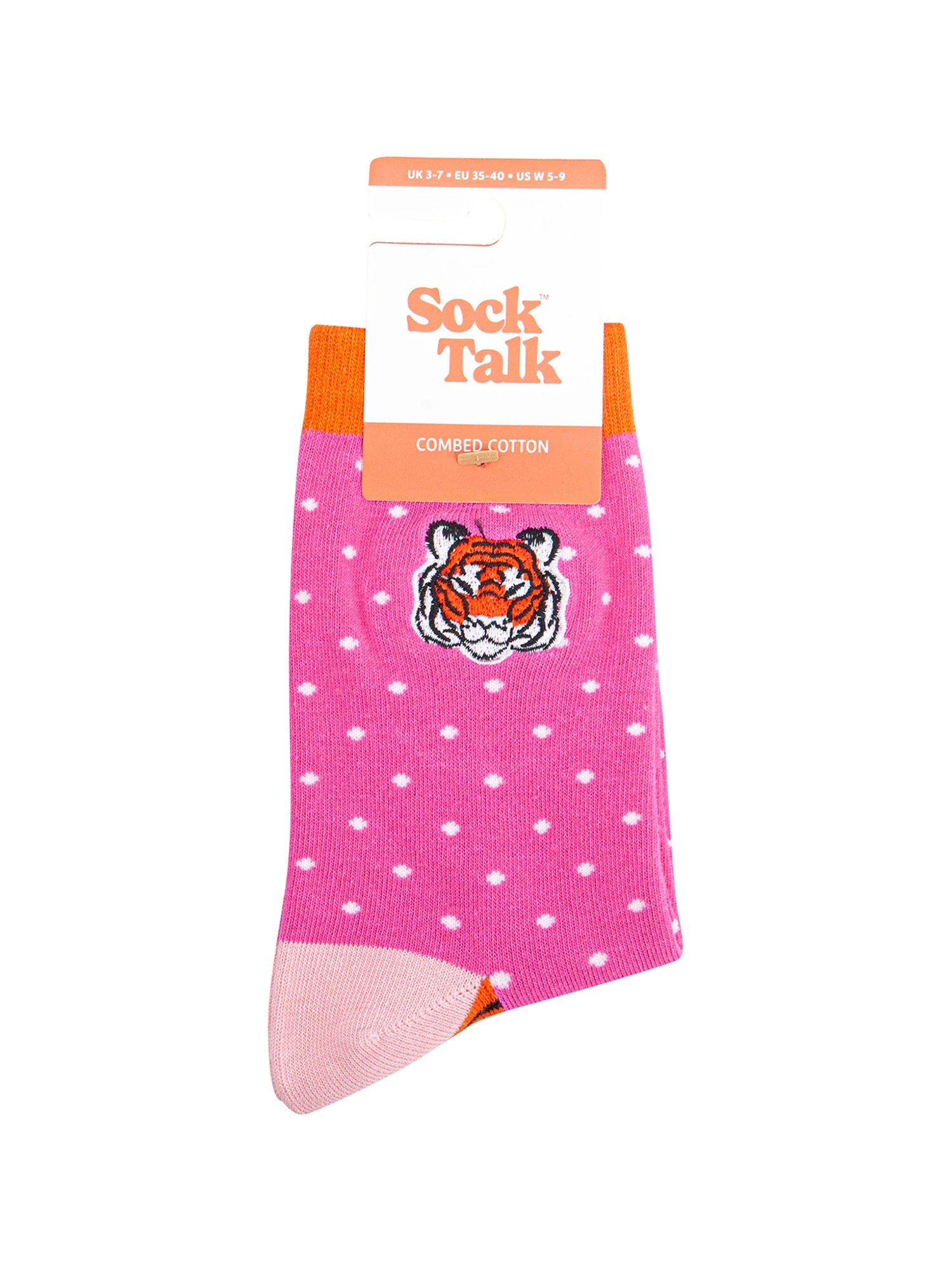 Embroidered-Tiger-Face-Combed-Cotton-Socks-in-Pink-In-Packaging