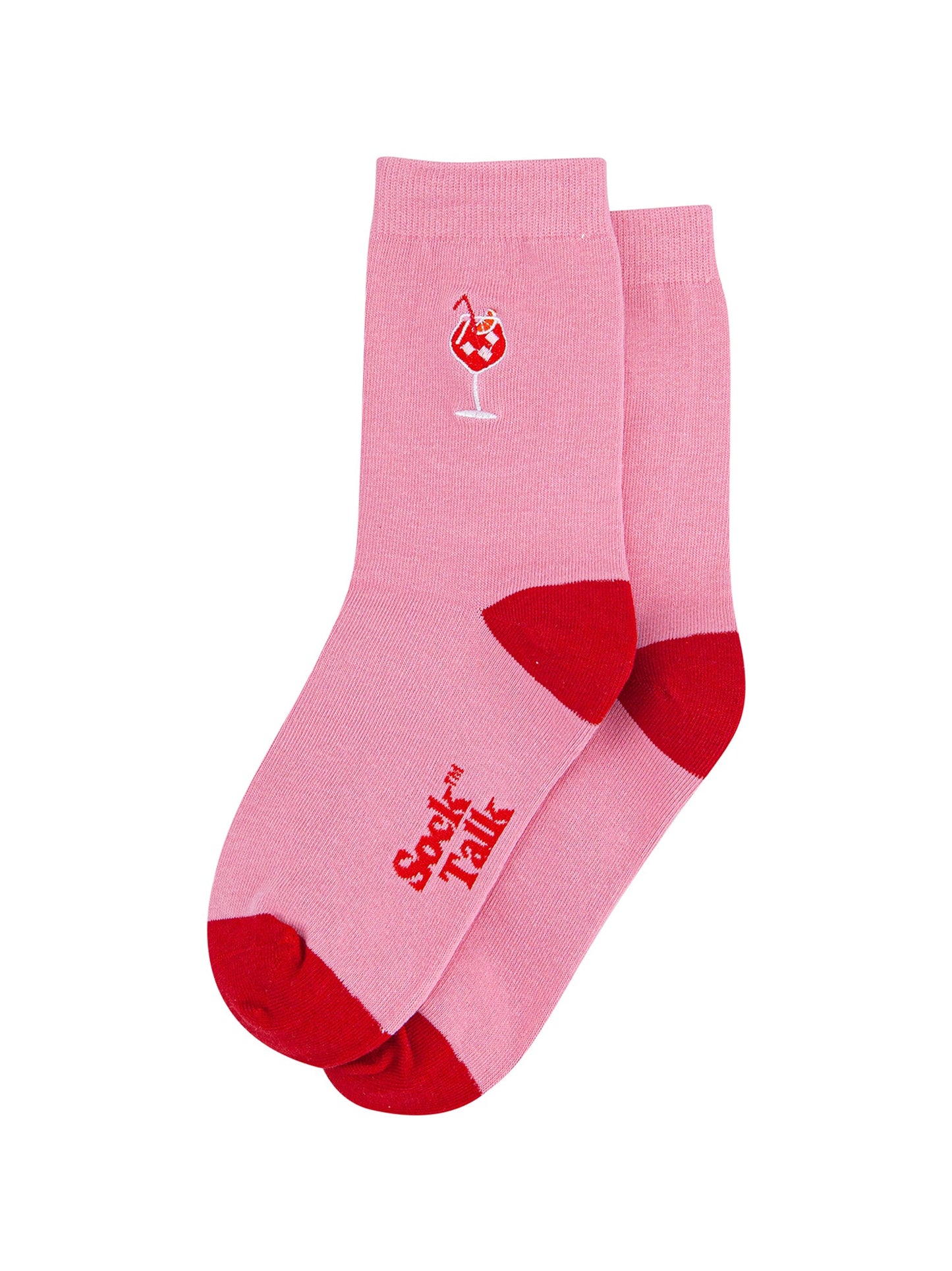 Embroidered-Aperitivo-Spritz-Combed-Cotton-Socks-in-Pink-Lying-Flat