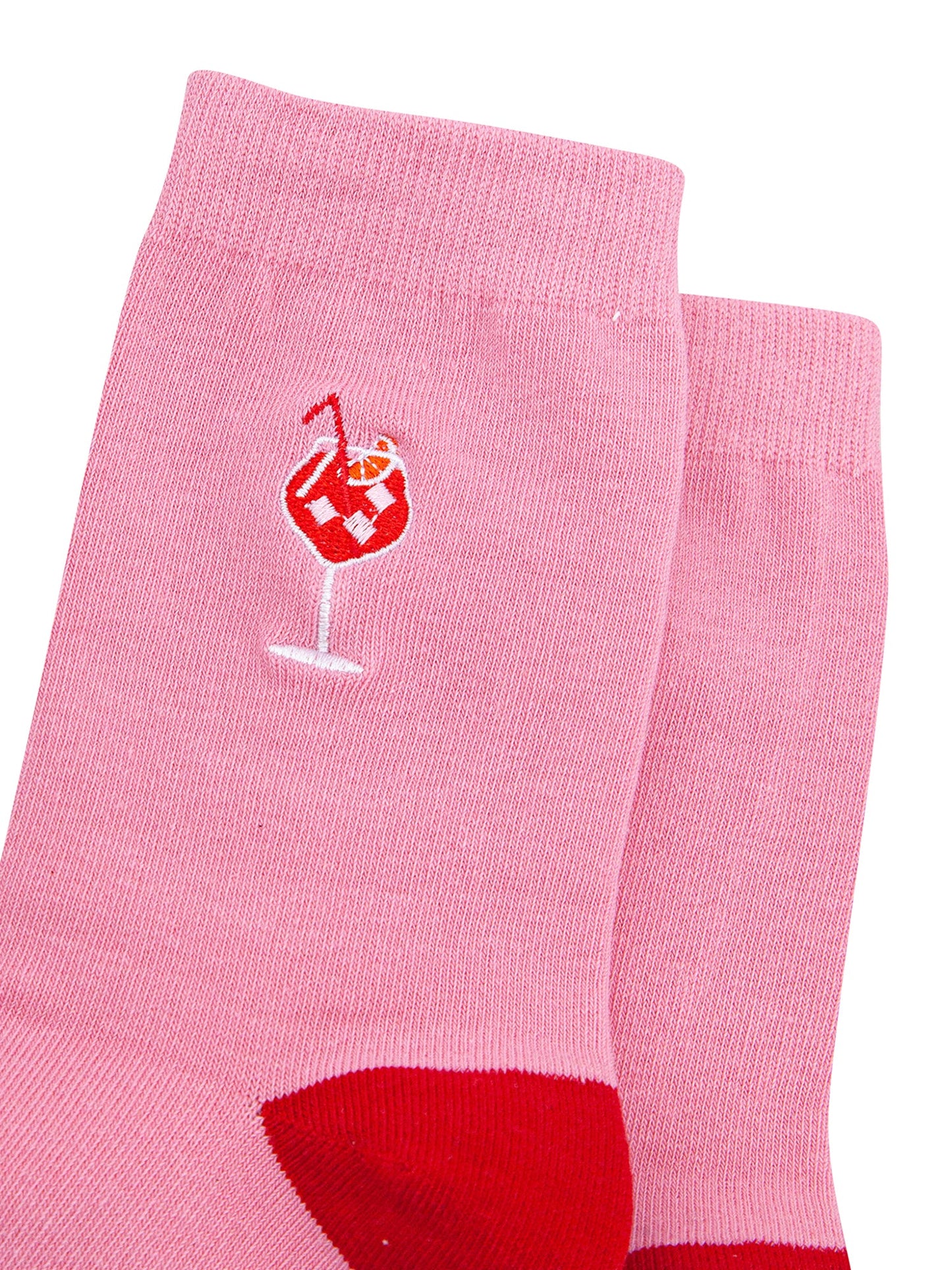 Embroidered-Aperitivo-Spritz-Combed-Cotton-Socks-in-Pink-Closeup