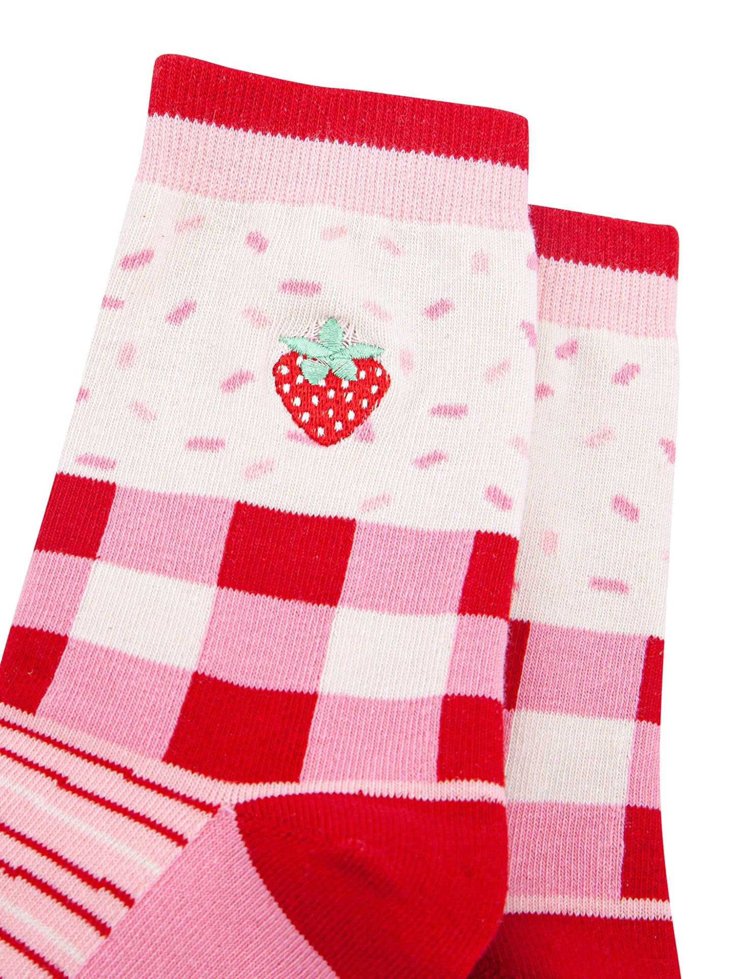 Embroidered-Strawberry-Combed-Cotton-Socks-in-Pink-closeup
