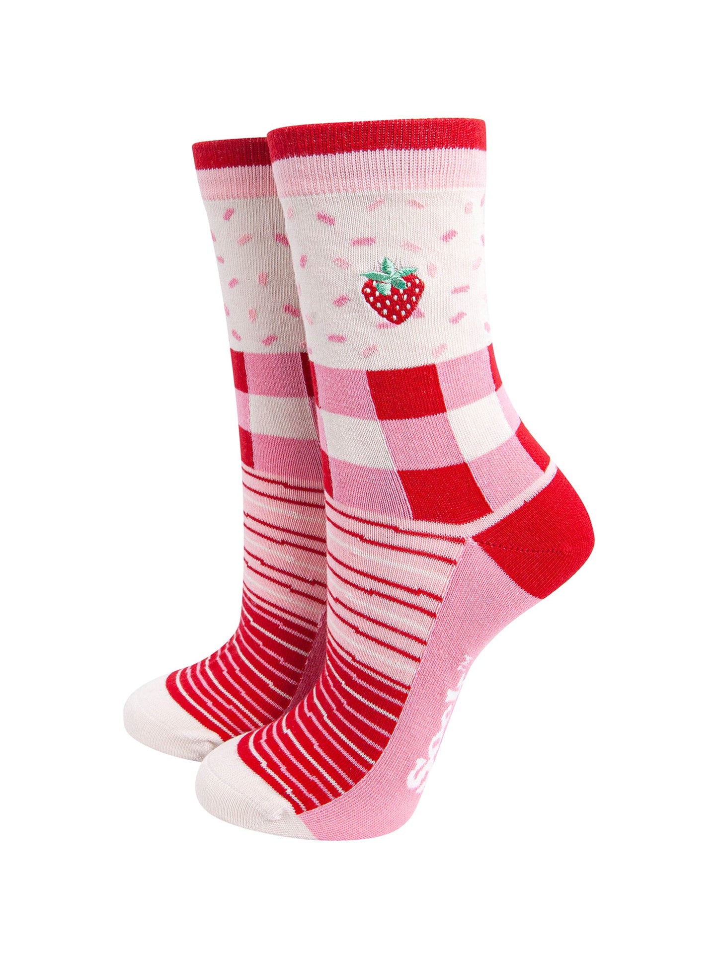 Embroidered-Strawberry-Combed-Cotton-Socks-in-Pink-mannequin