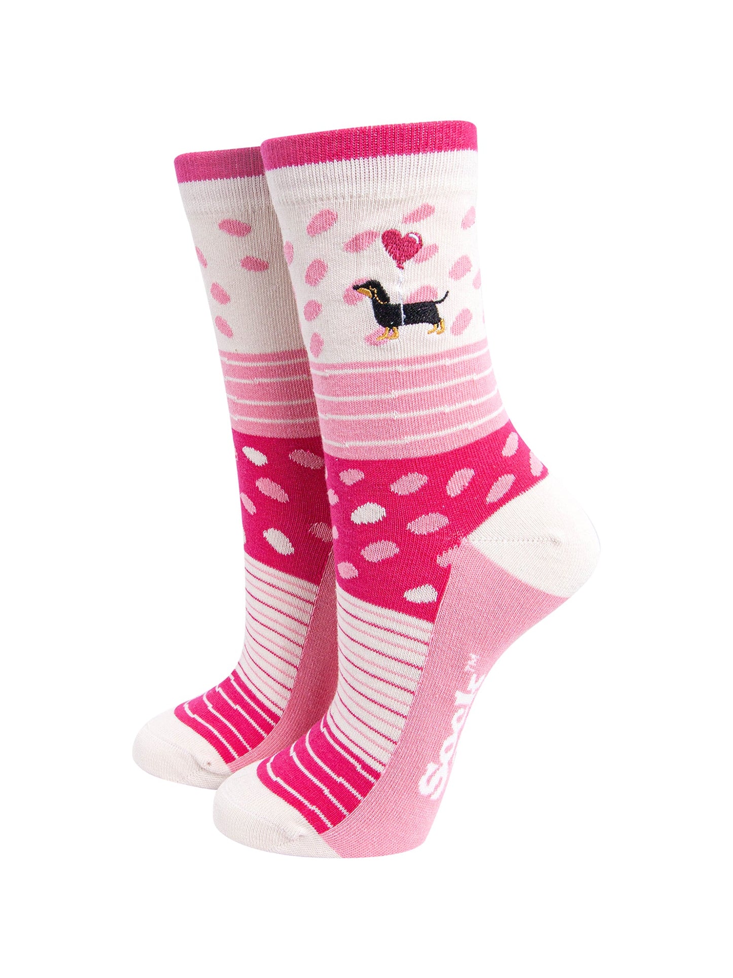 Embroidered-Sausage-Dog-Heart-Balloon-Combed-Cotton-Socks-in-Pink-Mannequin