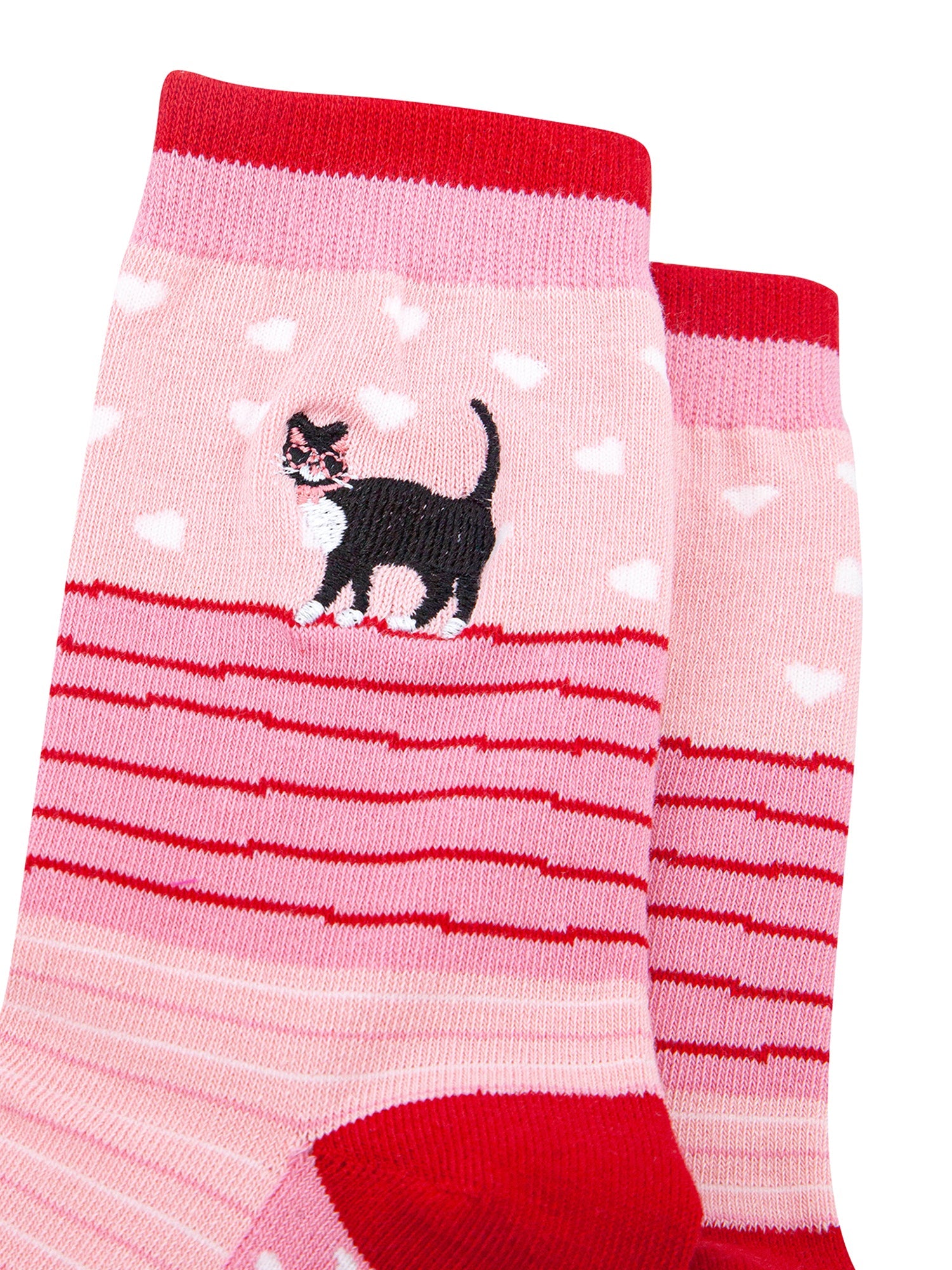 Embroidered-Cat-Combed-Cotton-Socks-in-Pink-closeup