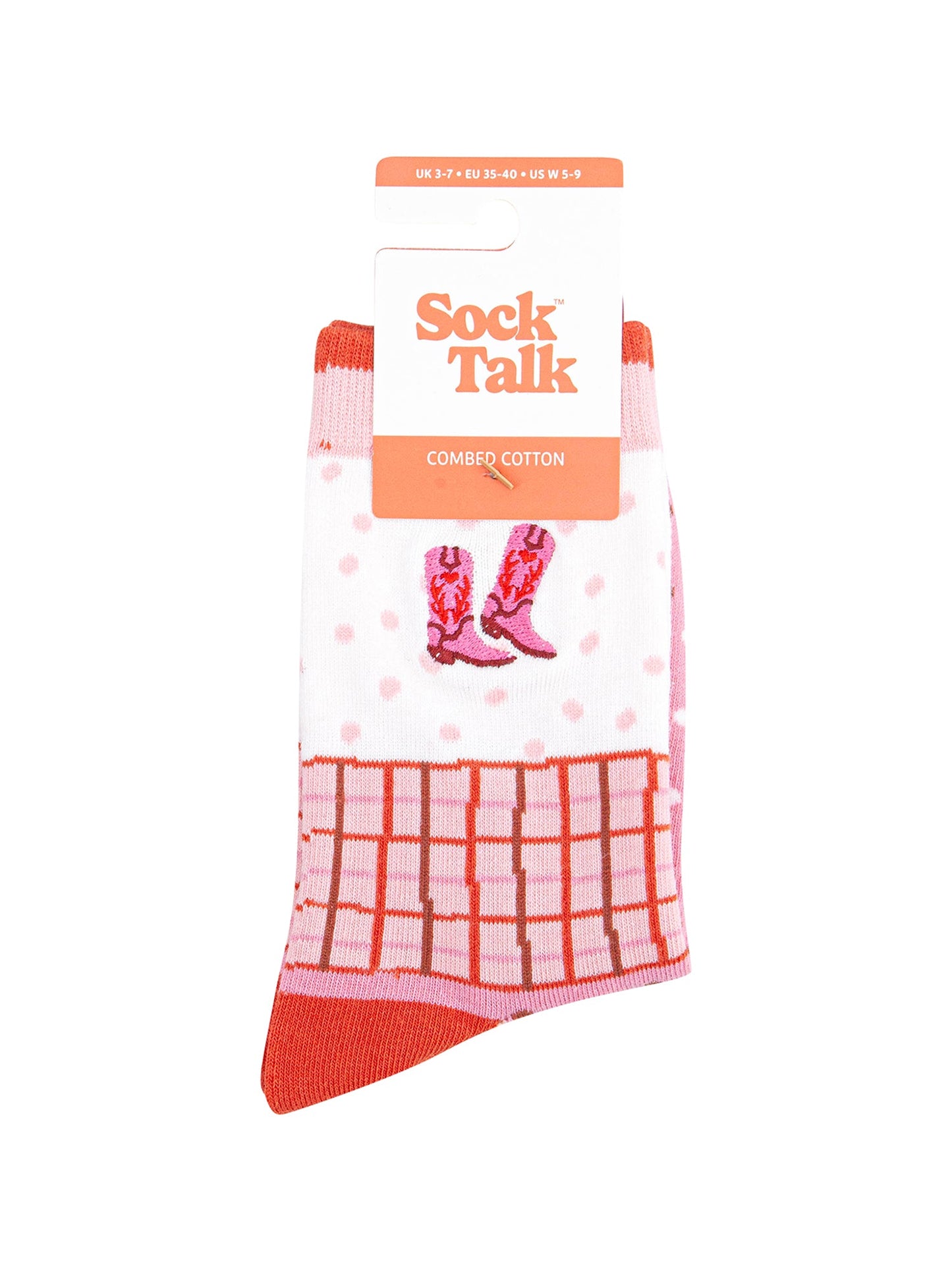 Embroidered-Cowboy-Boots-Combed-Cotton-Socks-in-Pink-in-packaging