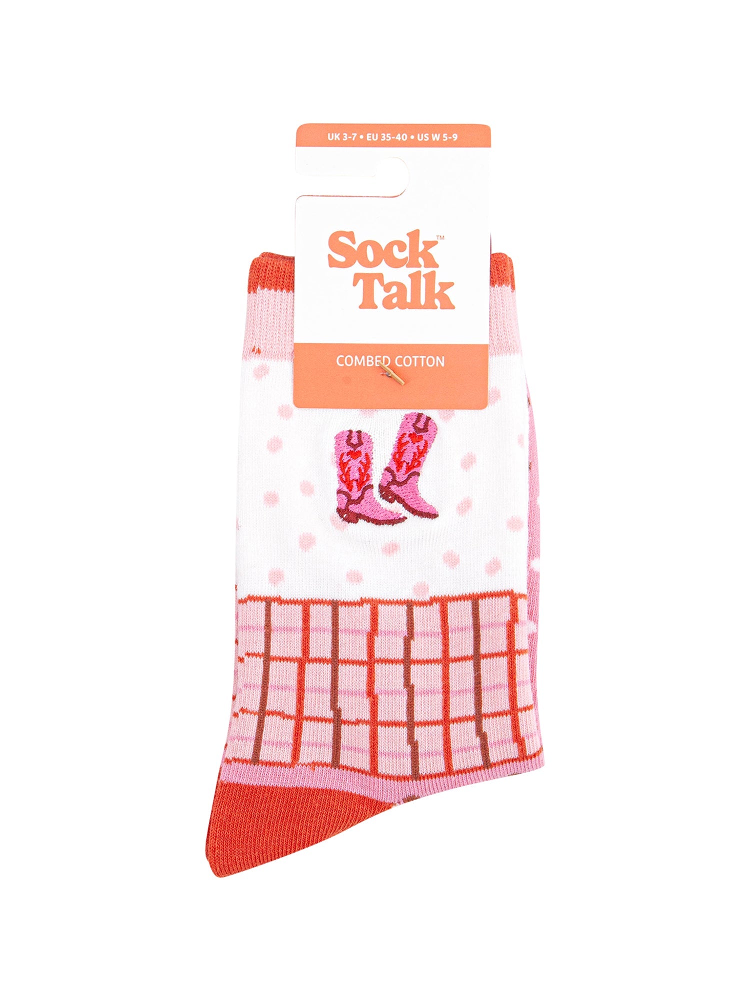 Embroidered-Cowboy-Boots-Combed-Cotton-Socks-in-Pink-in-packaging