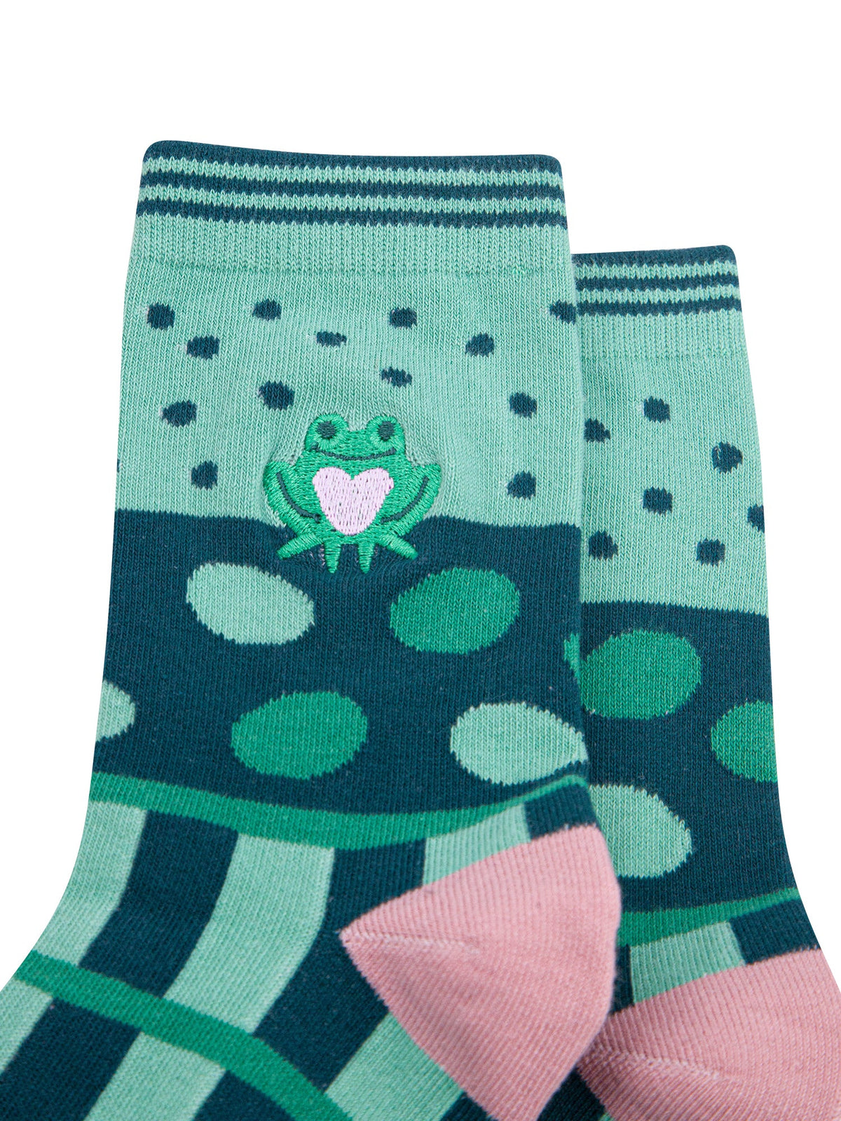 Frog-Combed-Cotton-Pattern-Embroidered-Socks-in-Mint-Green-Close-Up