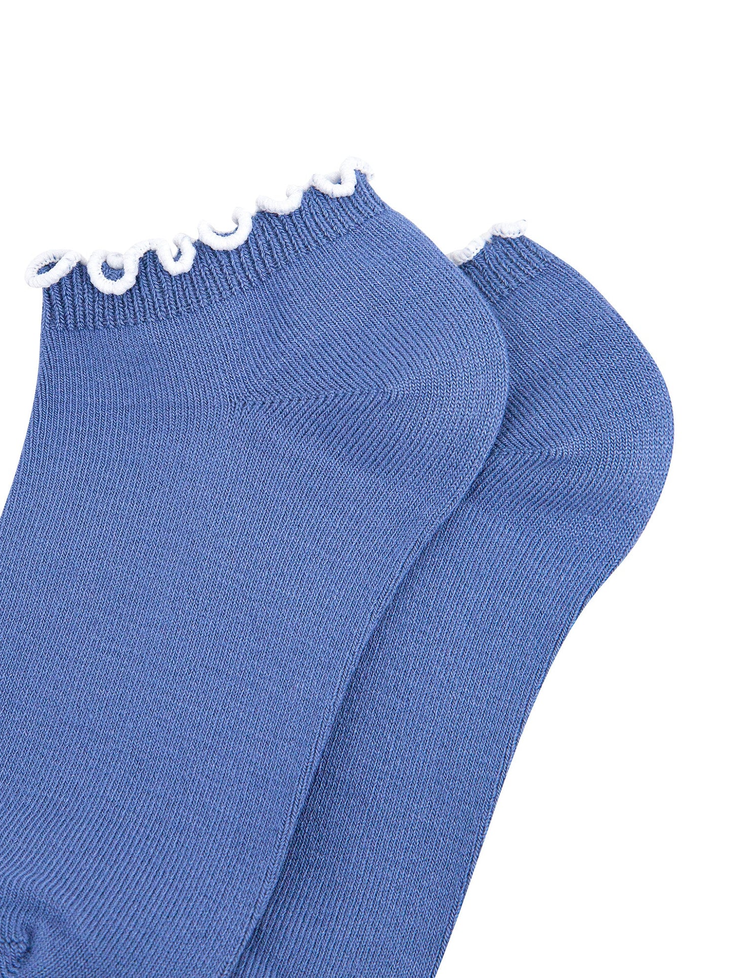 Frilly-Trim-Bamboo-Trainer-Socks-in-Blue-White-Closeup