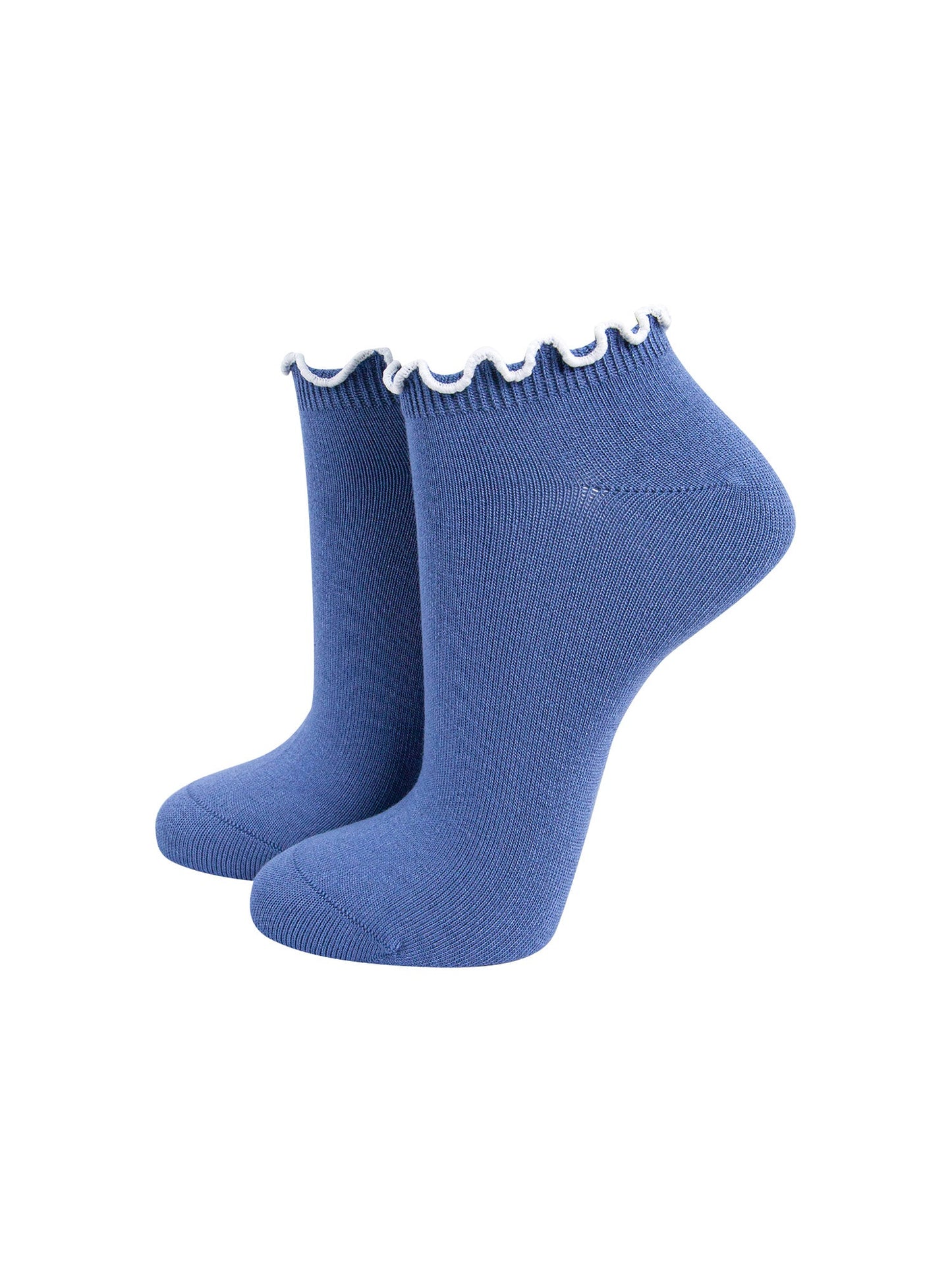 Frilly-Trim-Bamboo-Trainer-Socks-in-Blue-White-Mannequin
