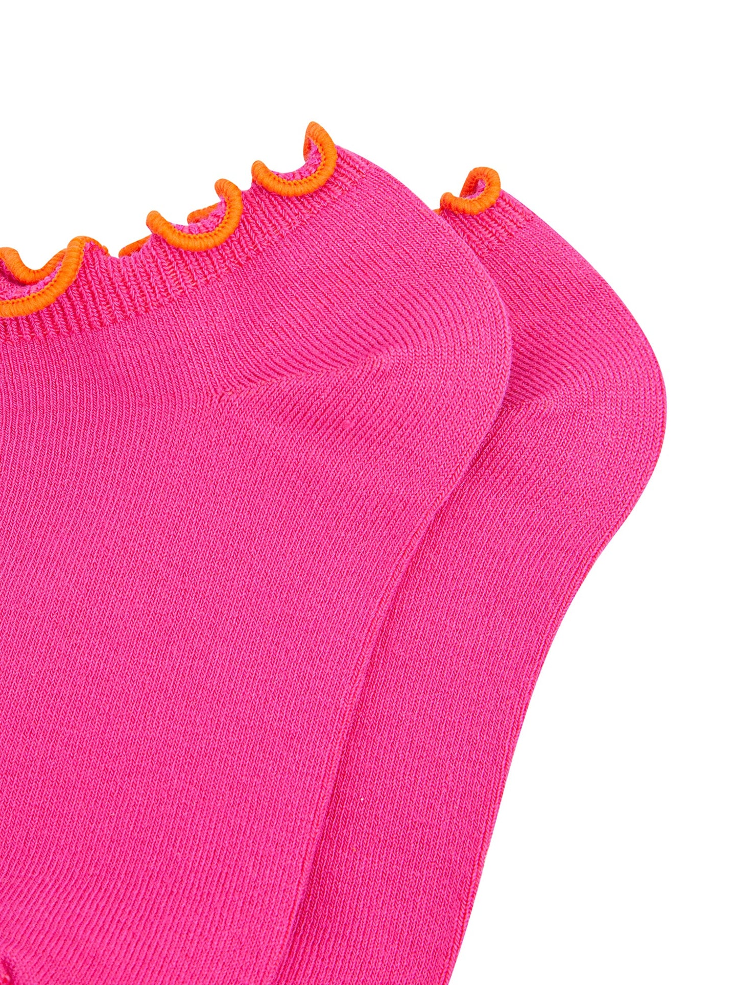 Frilly-Trim-Bamboo-Trainer-Socks-in-Pink-Orange-Closeup