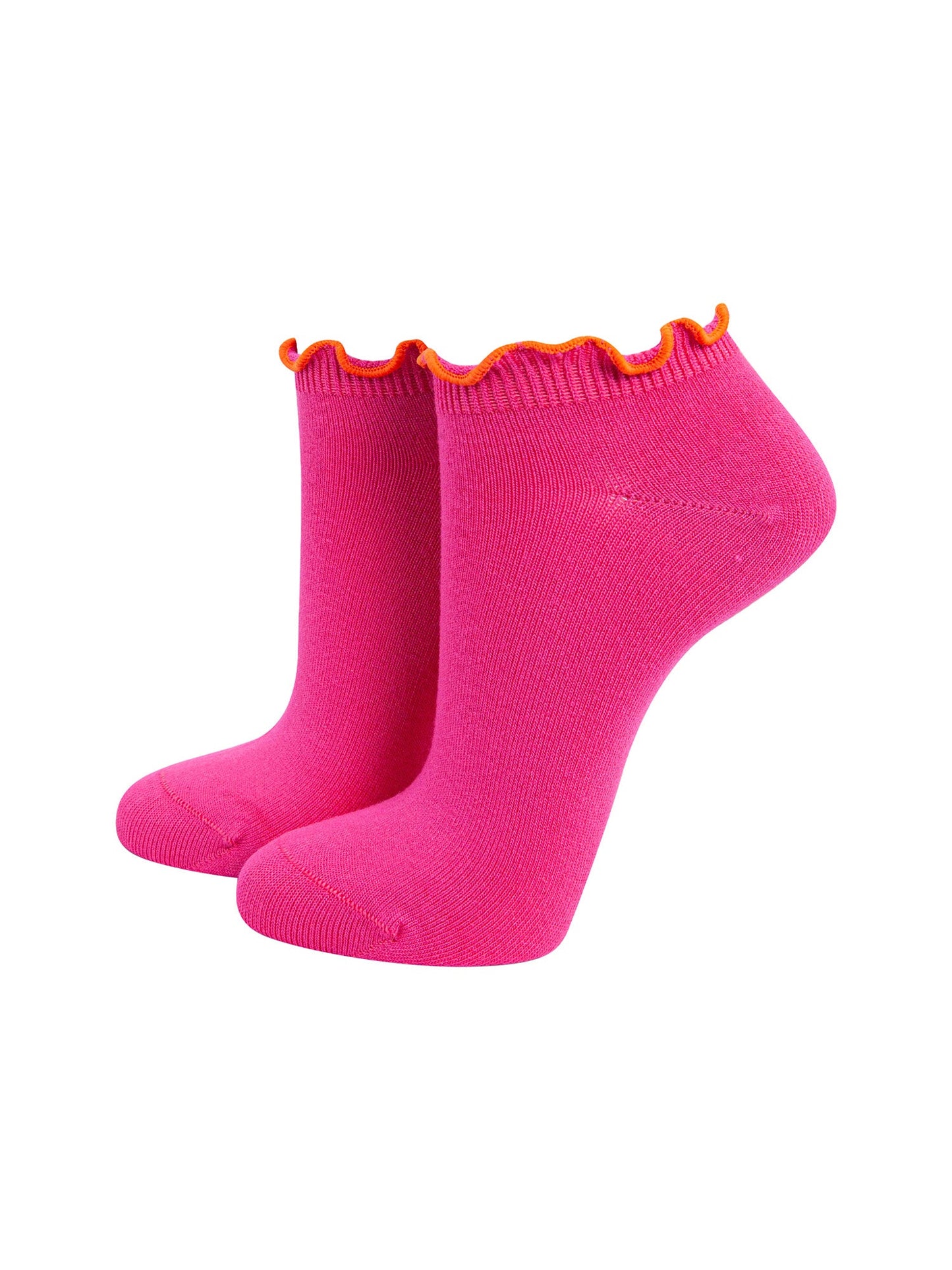 Frilly-Trim-Bamboo-Trainer-Socks-in-Pink-Orange-Mannequin
