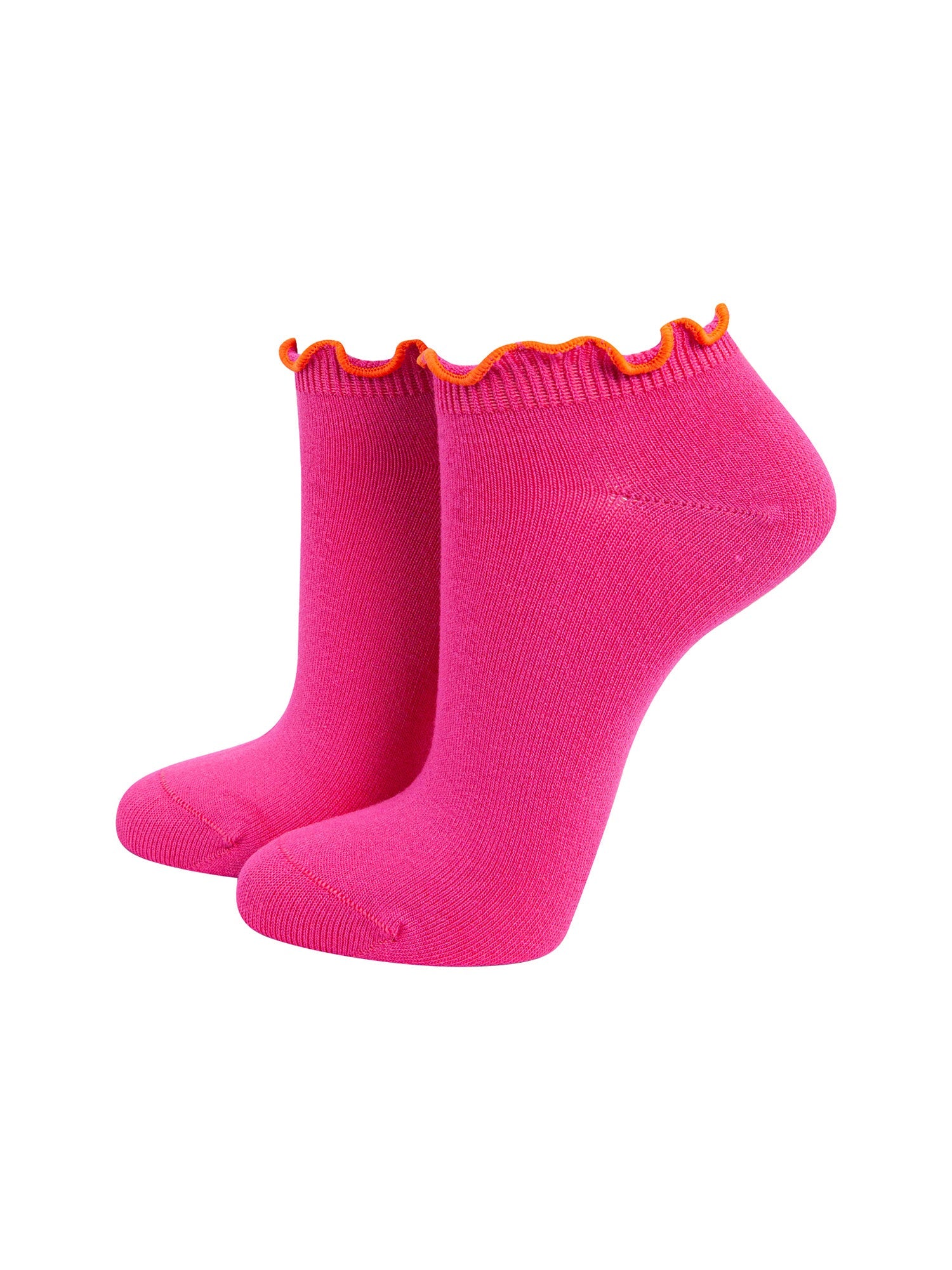 Frilly-Trim-Bamboo-Trainer-Socks-in-Pink-Orange-Mannequin