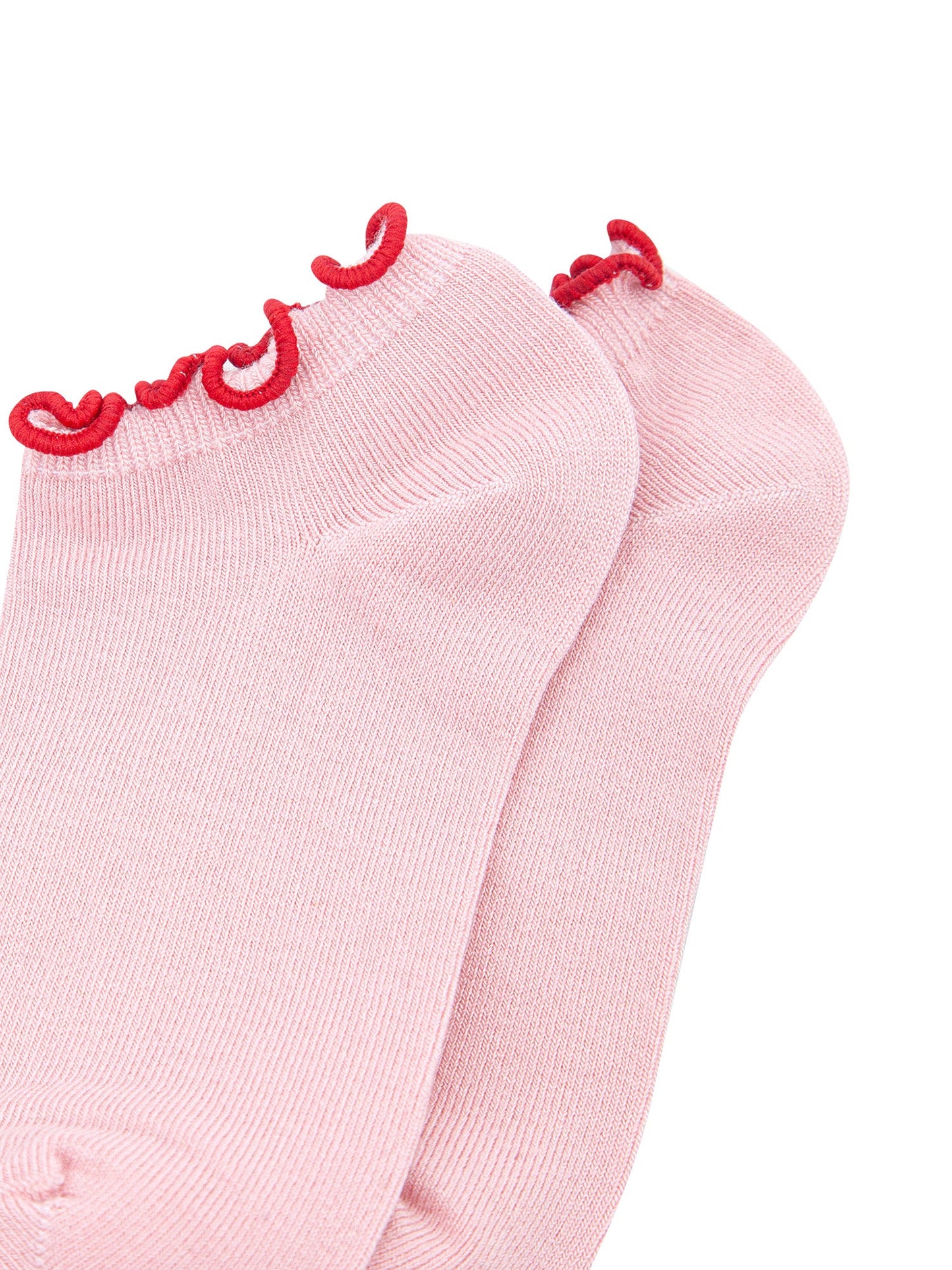 Frilly-Trim-Bamboo-Trainer-Socks-in-Pink-Red-Closeup