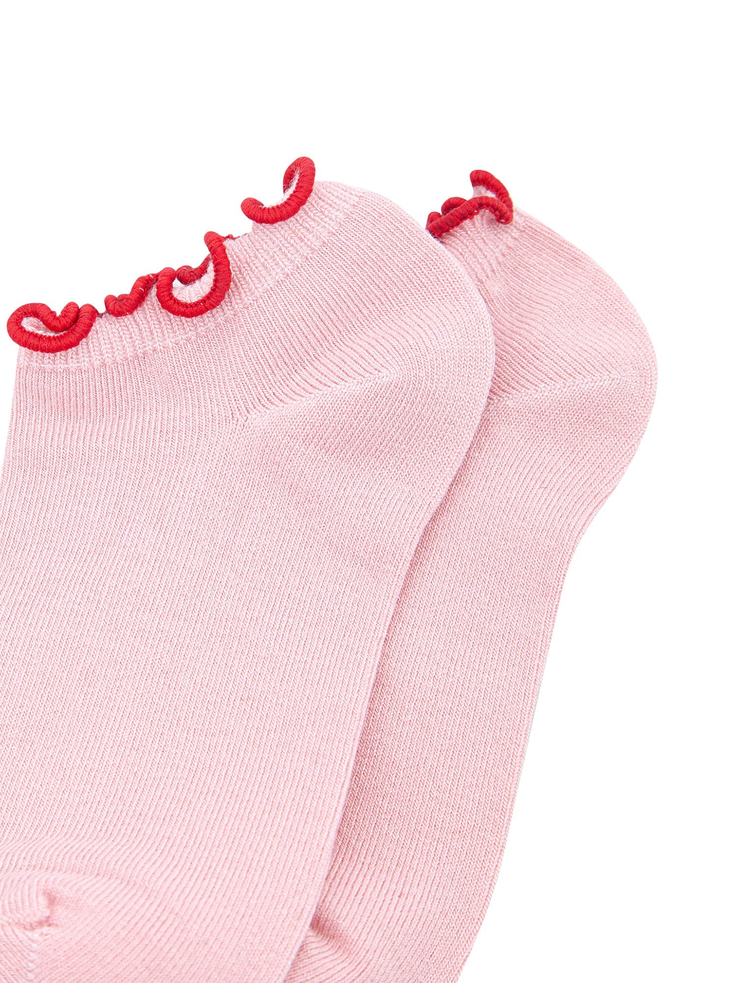 Frilly-Trim-Bamboo-Trainer-Socks-in-Pink-Red-Closeup
